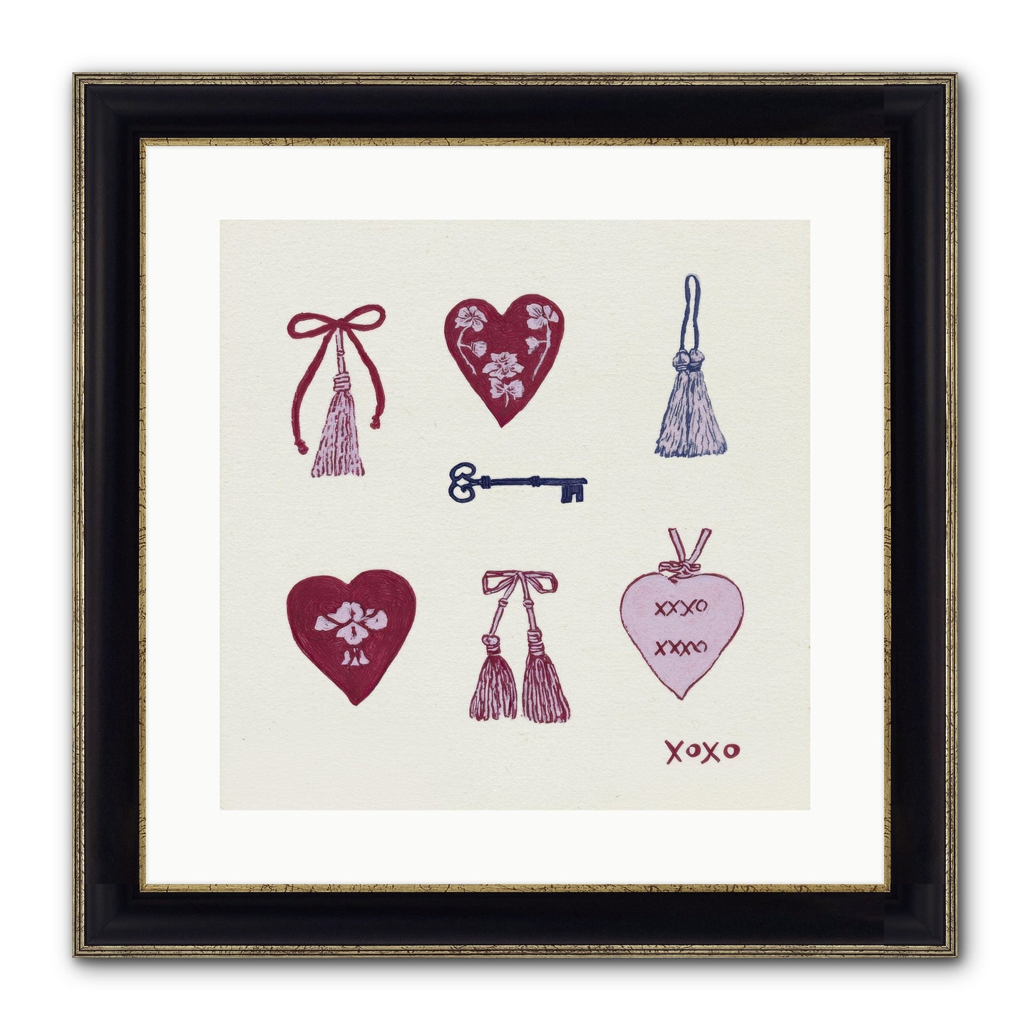 Hearts Find Their Home Framed Print - Black & Gold 16x16