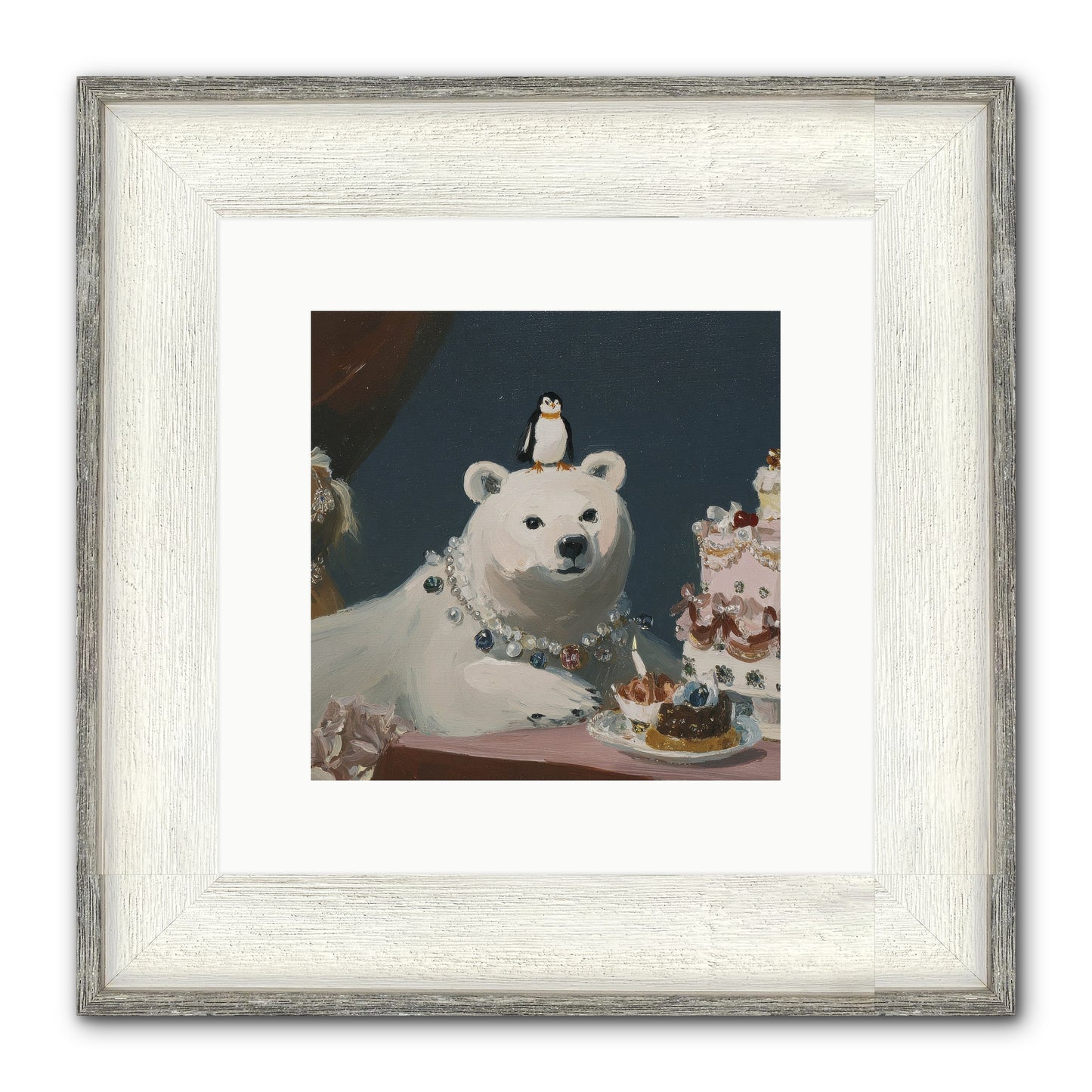 Hearts Written On Clouds Framed Print - Driftwood White 10x10