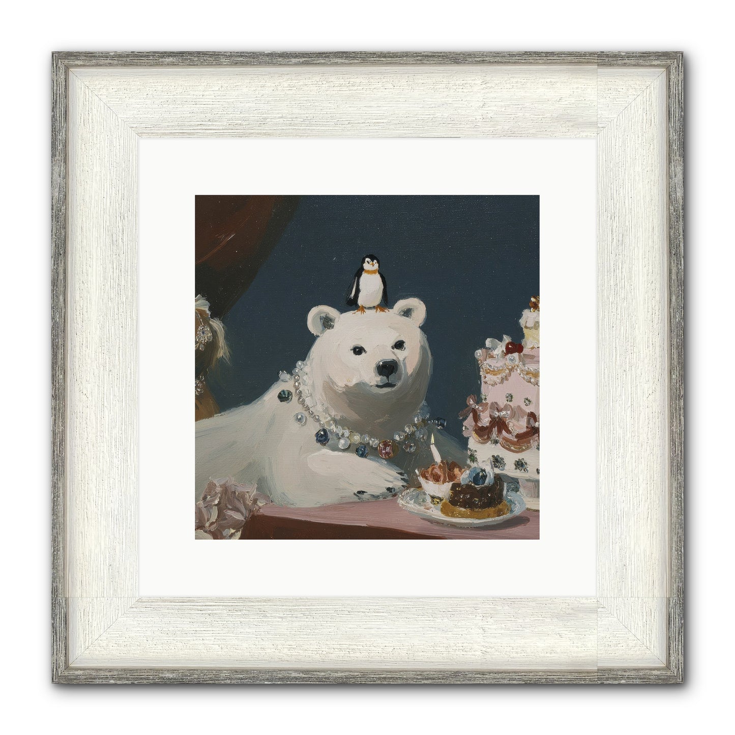 Hearts Written On Clouds Framed Print - Driftwood White 12x12