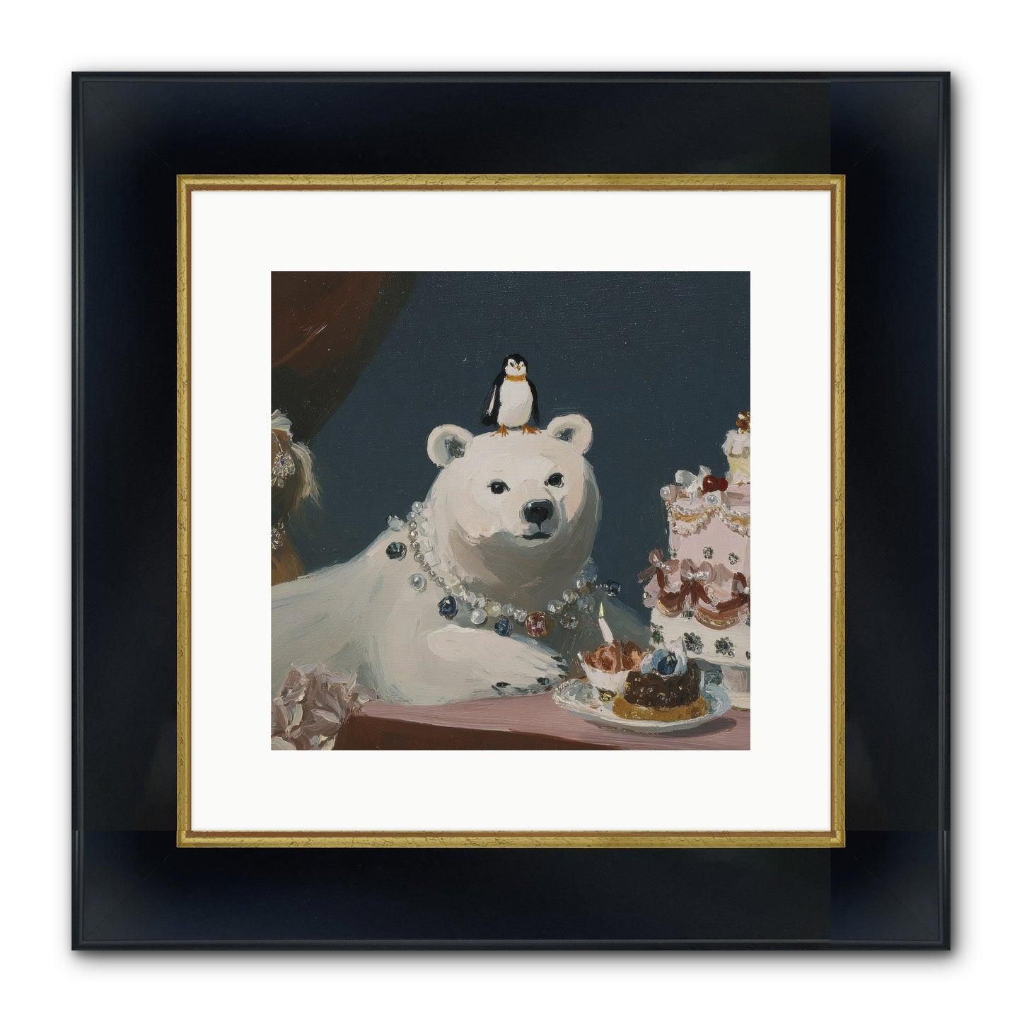 Hearts Written On Clouds Framed Print - Wide Black w/Gold 12x12