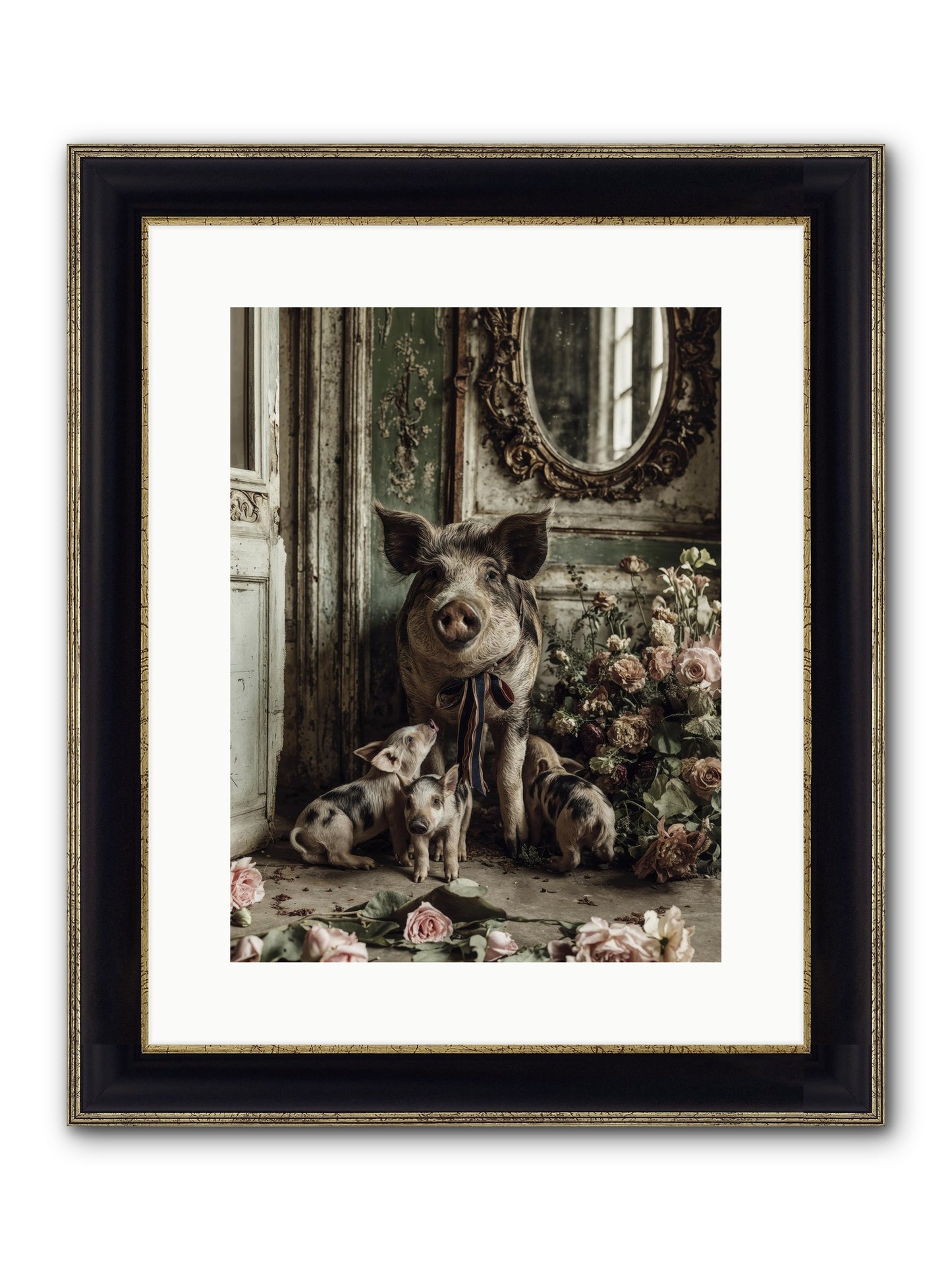 Heartscript Framed Print - Black & Gold 12x16