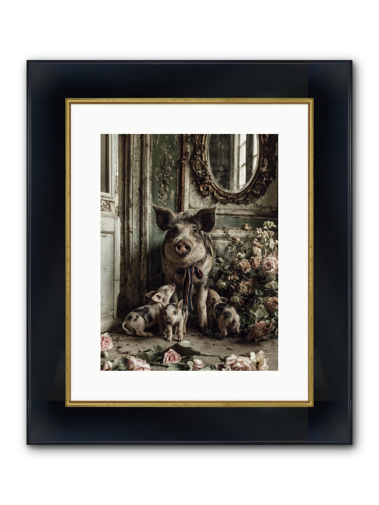 Heartscript Framed Print - Wide Black w/Gold 12x16