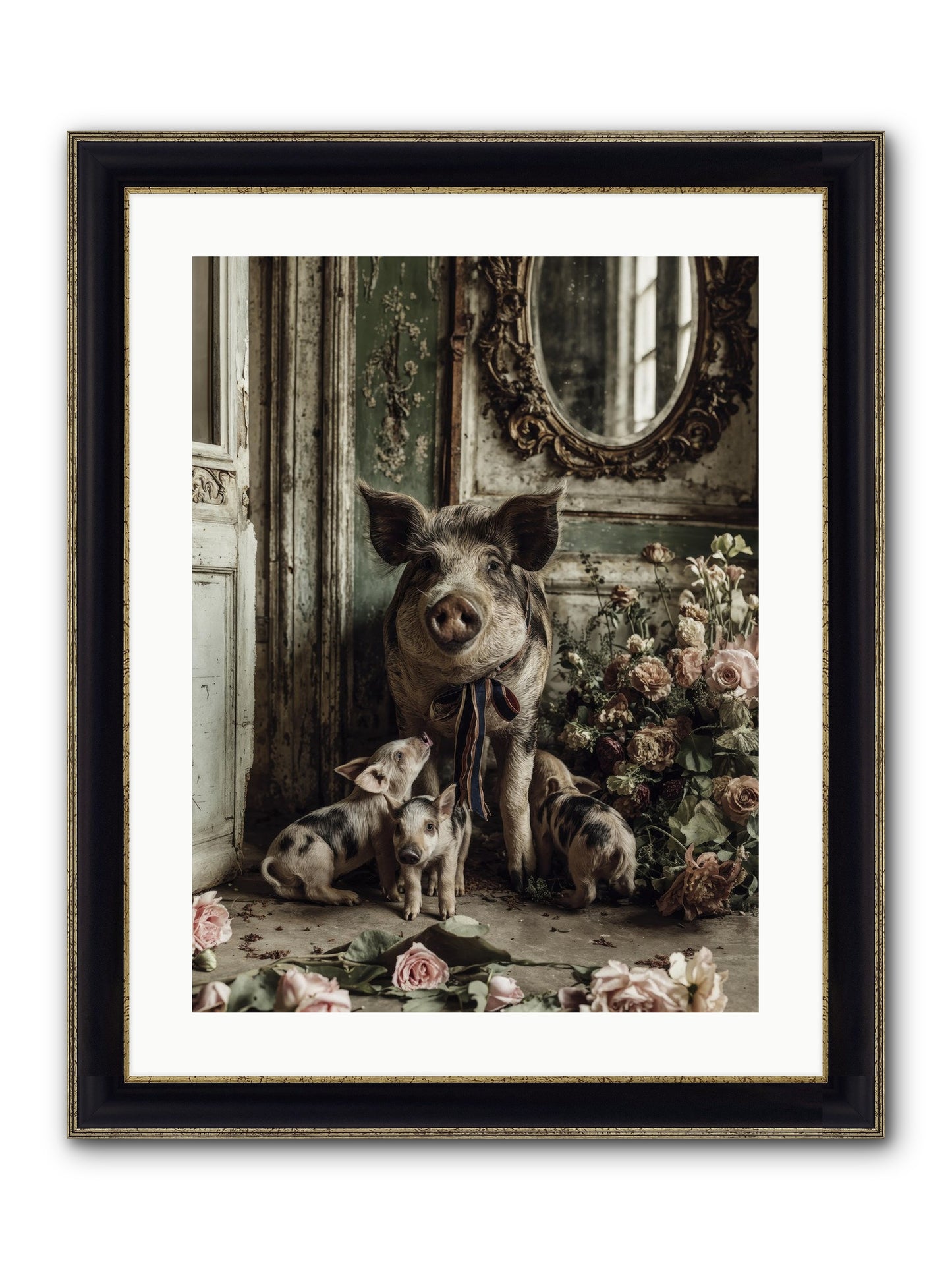 Heartscript Framed Print - Black & Gold 18x24