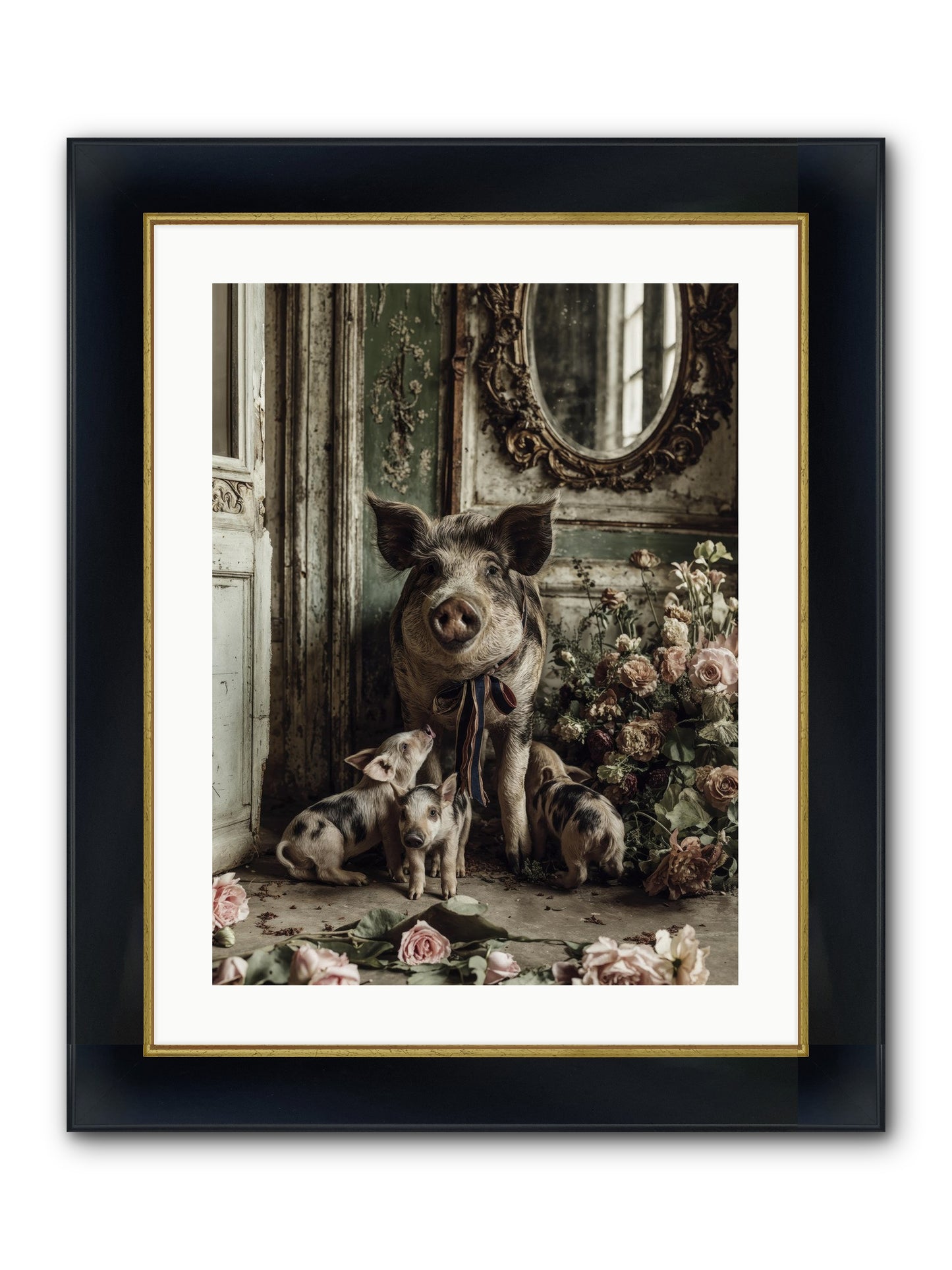 Heartscript Framed Print - Wide Black w/Gold 18x24