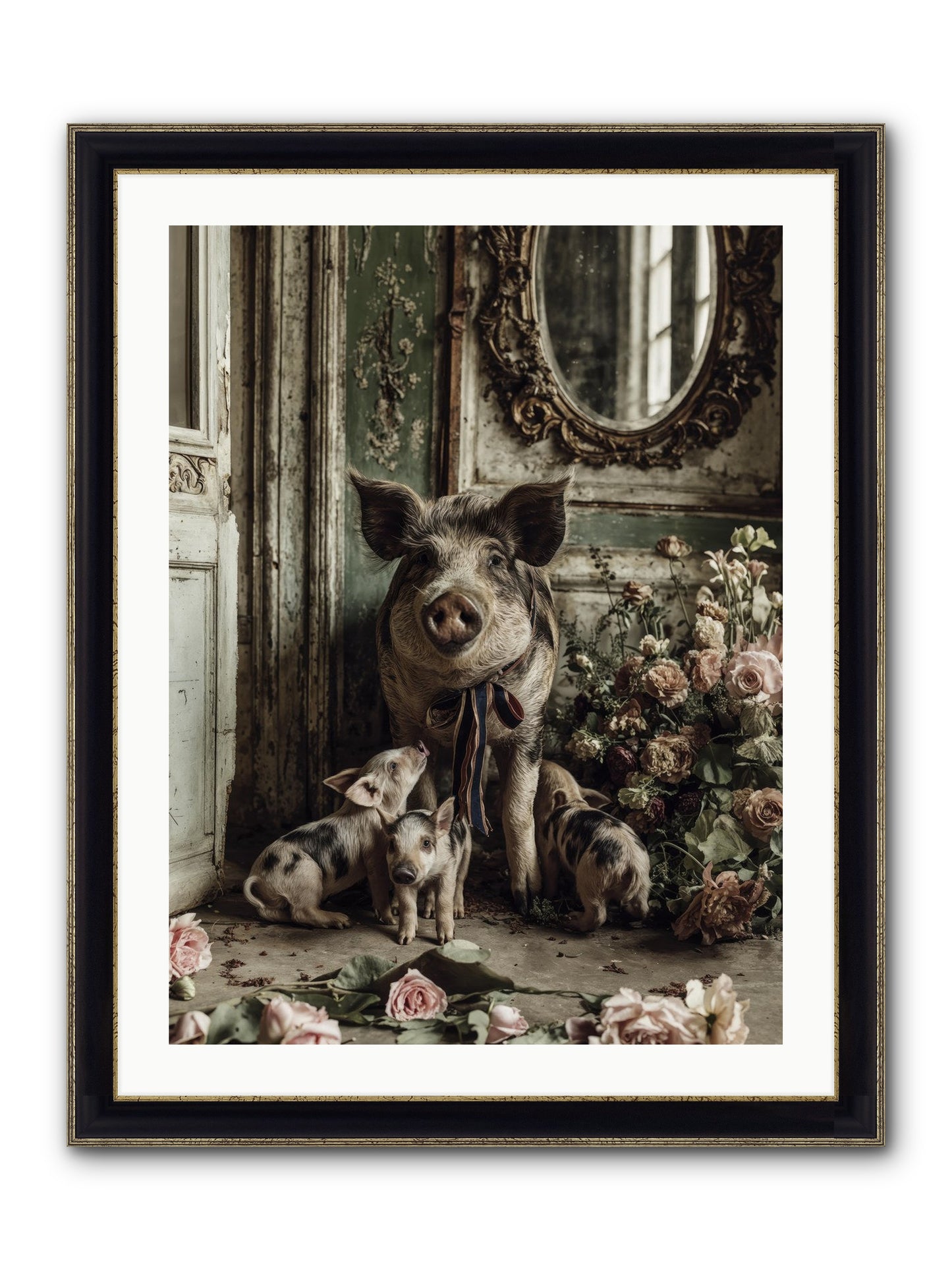 Heartscript Framed Print - Black & Gold 24x32