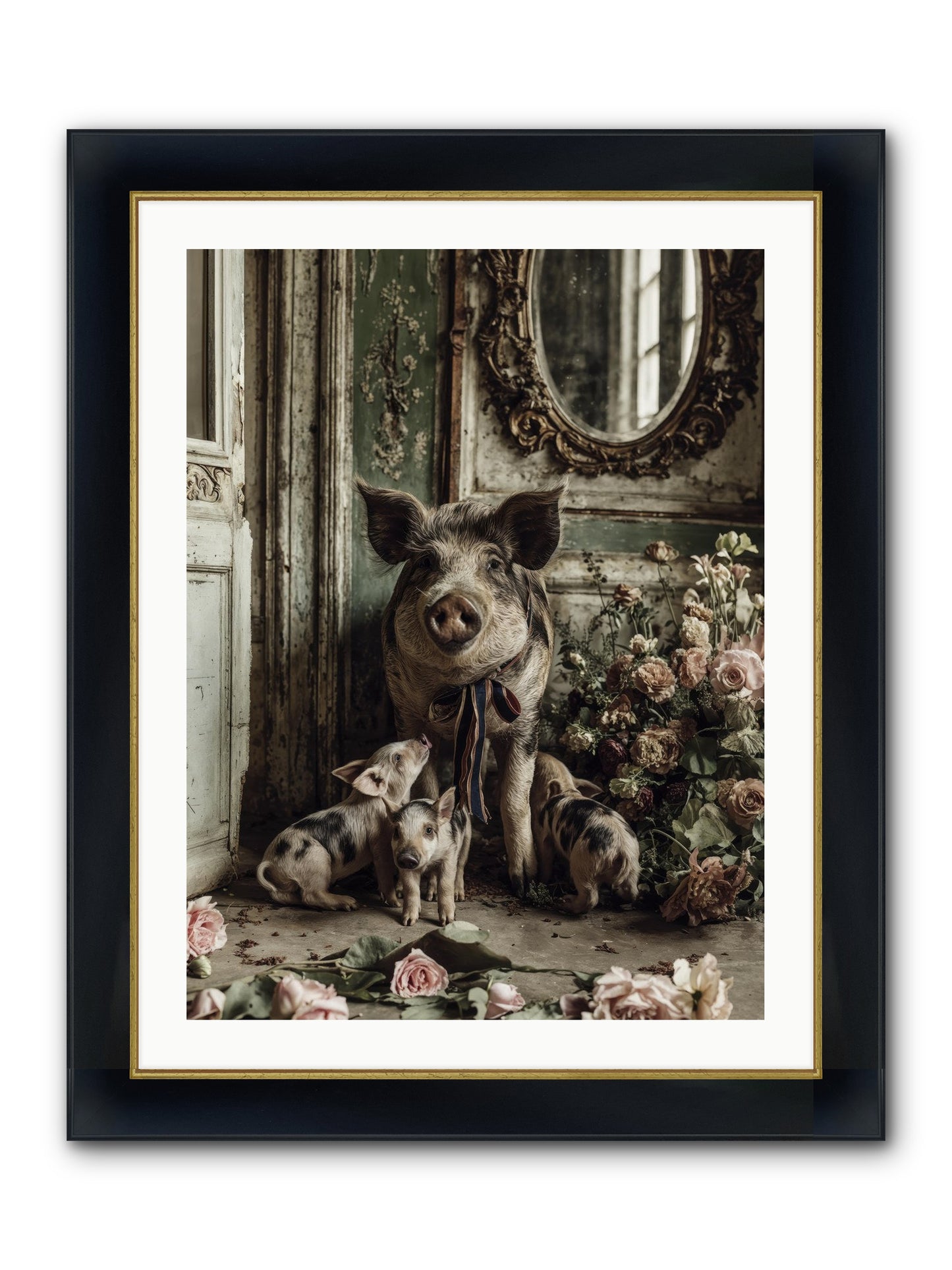 Heartscript Framed Print - Wide Black w/Gold 24x32