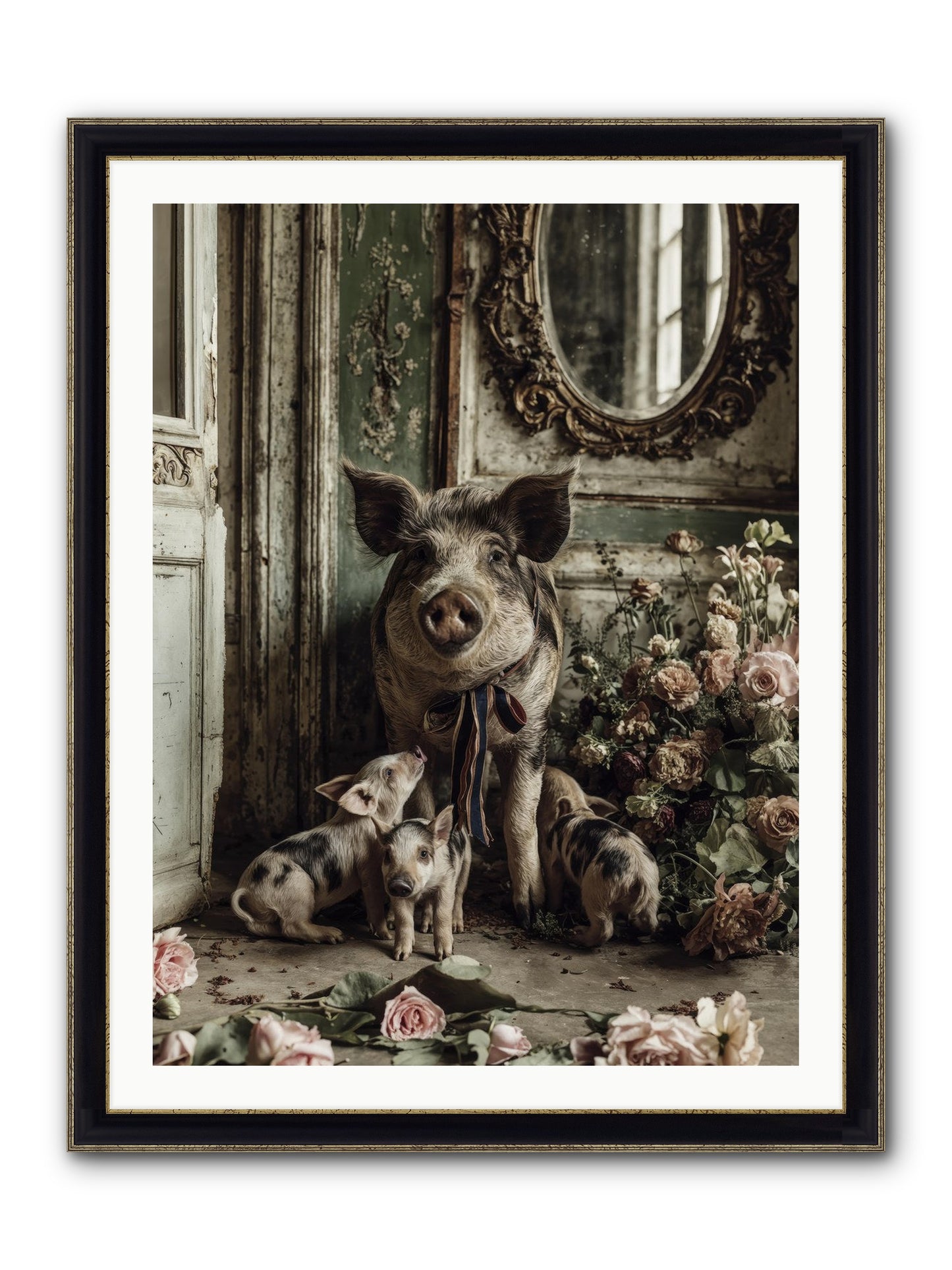 Heartscript Framed Print - Black & Gold 30x40