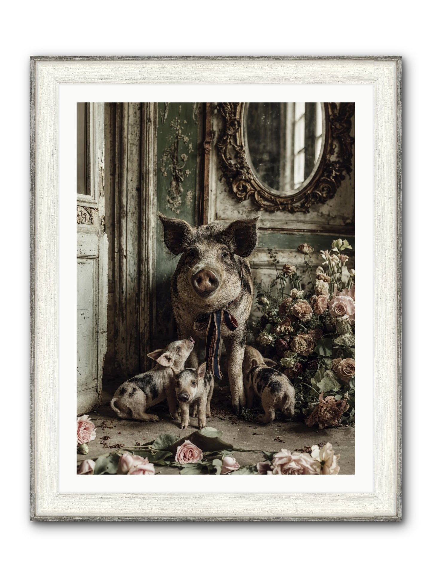 Heartscript Framed Print - Driftwood White 30x40