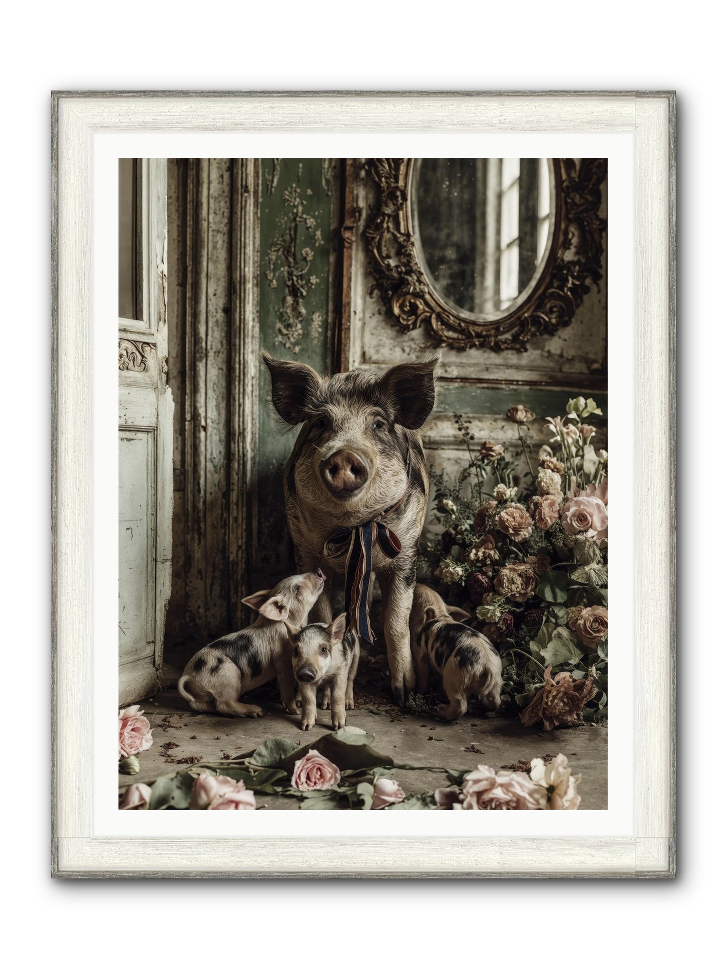 Heartscript Framed Print - Driftwood White 36x48