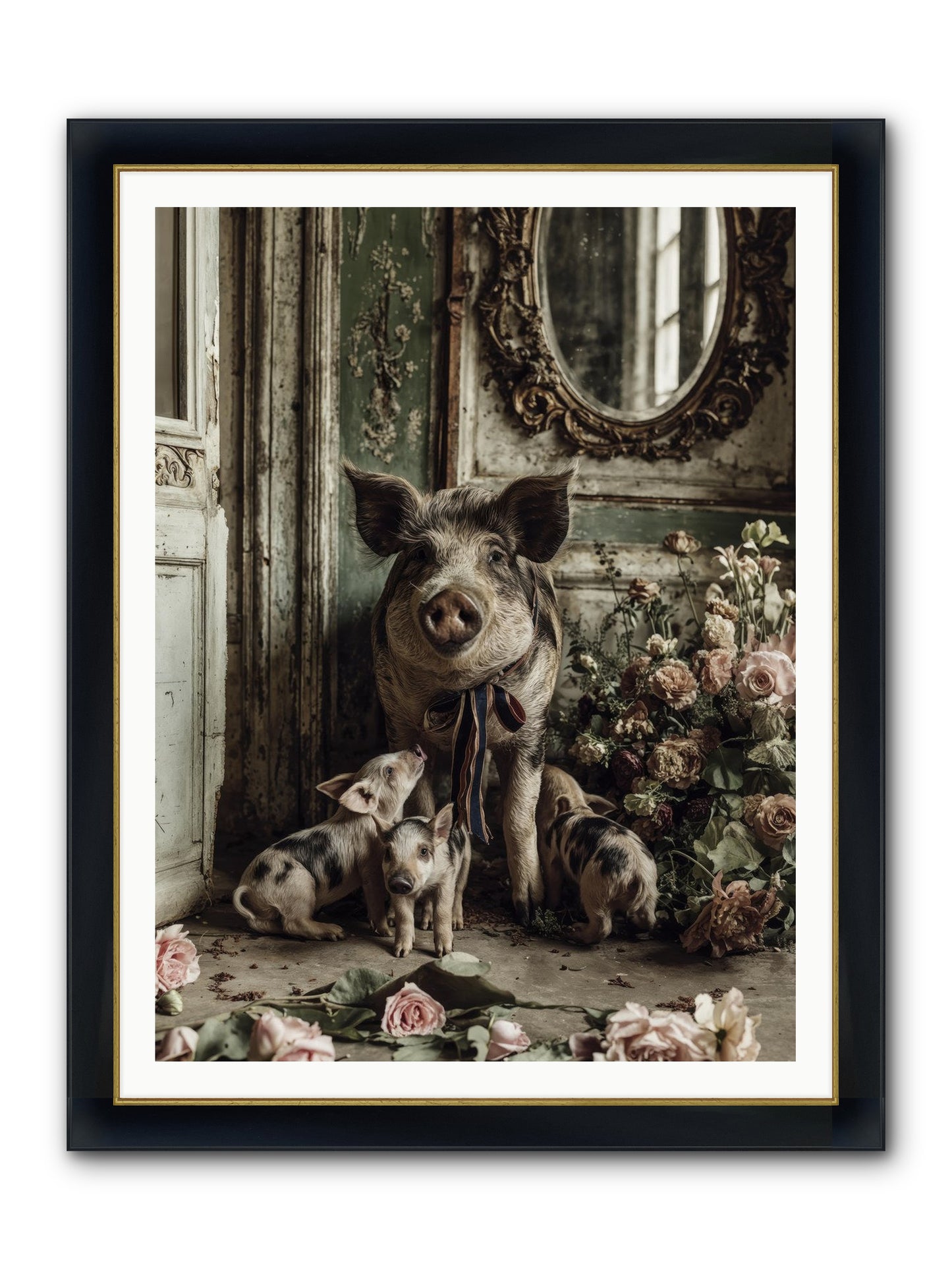 Heartscript Framed Print - Wide Black w/Gold 36x48