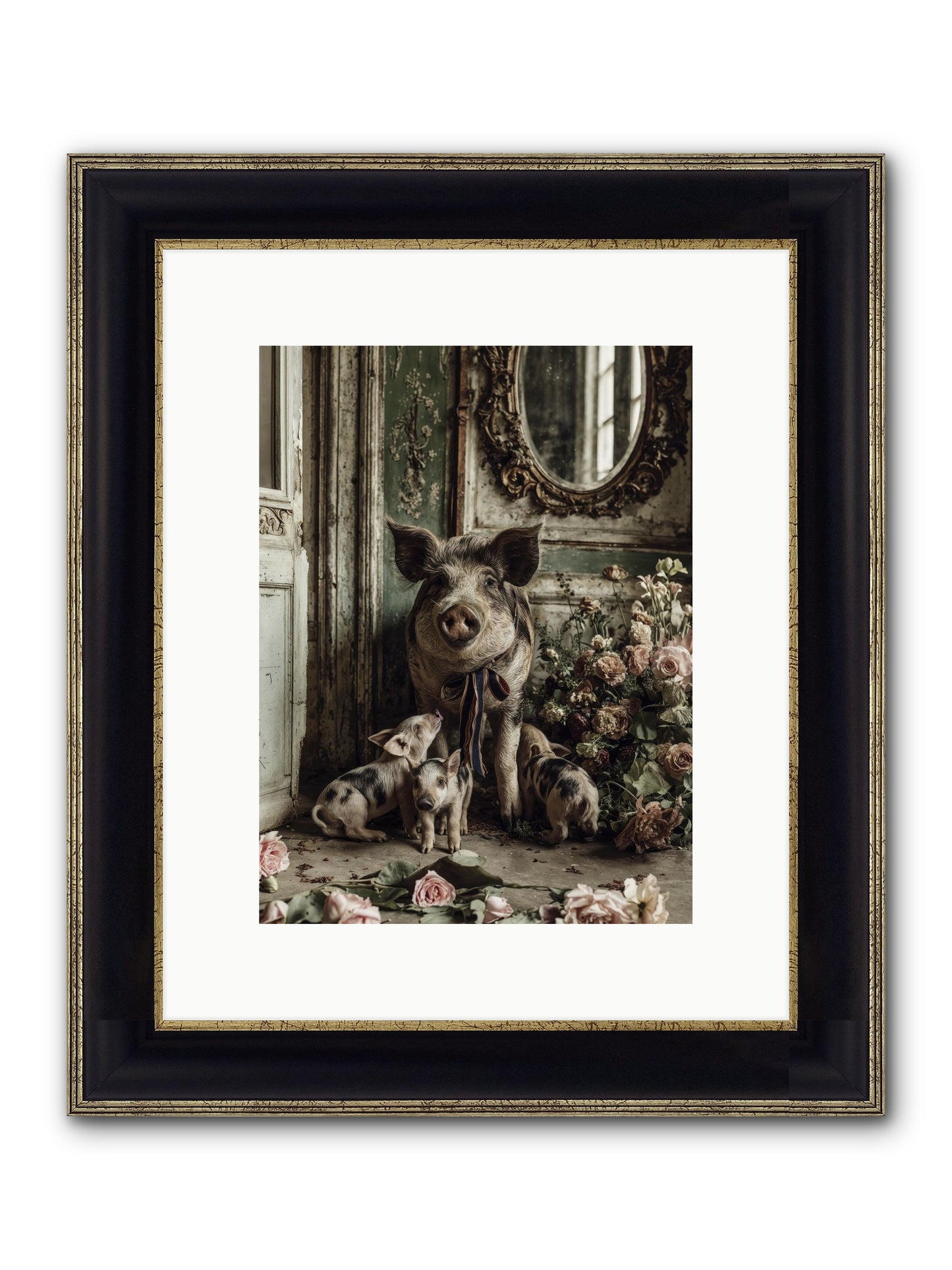 Heartscript Framed Print - Black & Gold 9x12