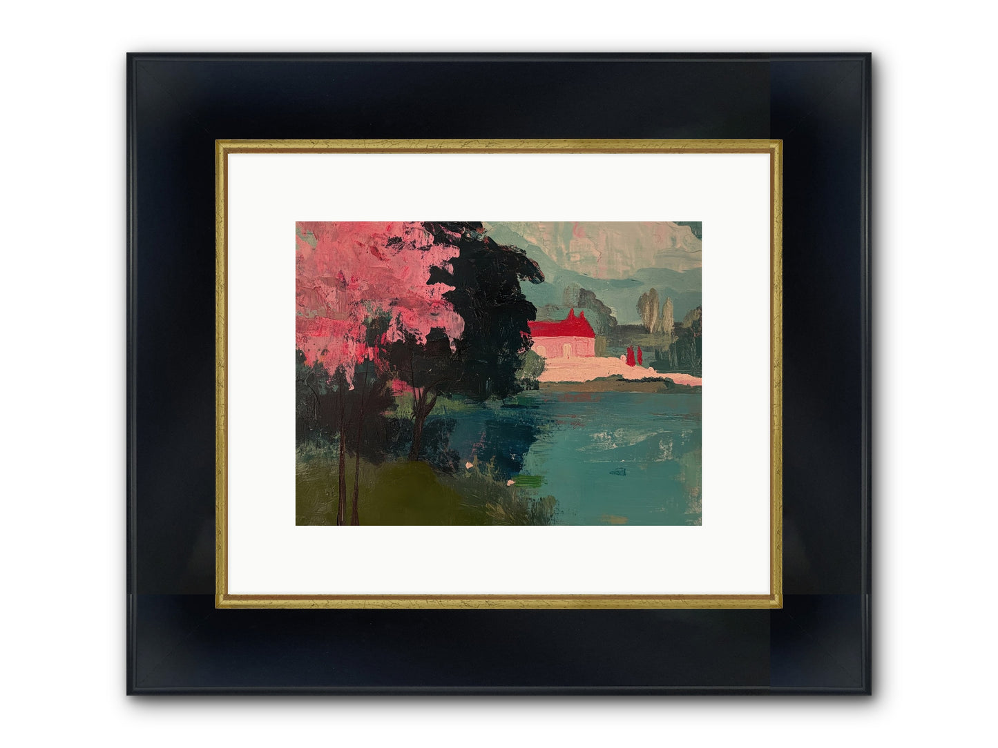 Heather Fields Framed Print - Wide Black w/Gold 12x9