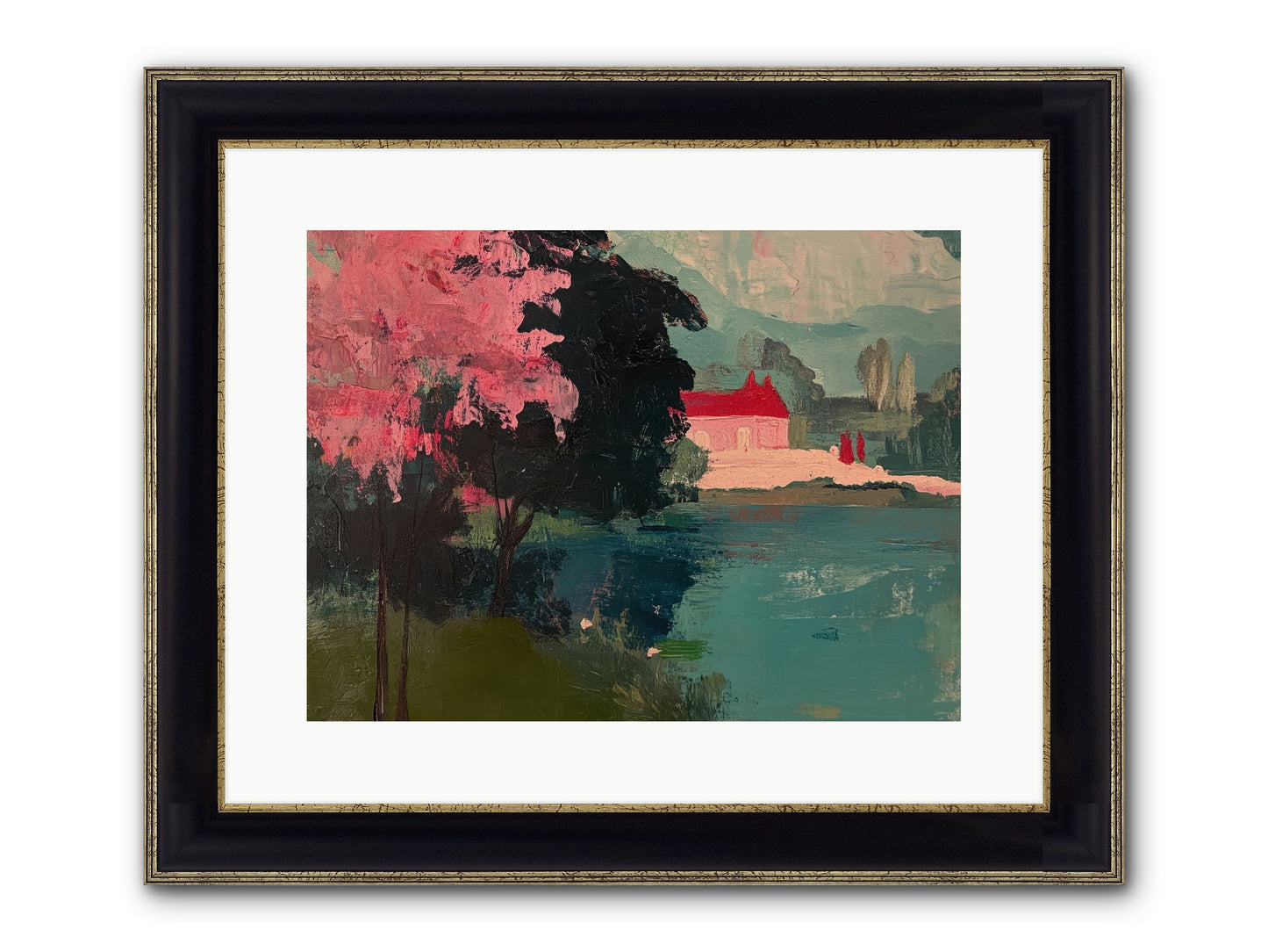 Heather Fields Framed Print - Black & Gold 16x12