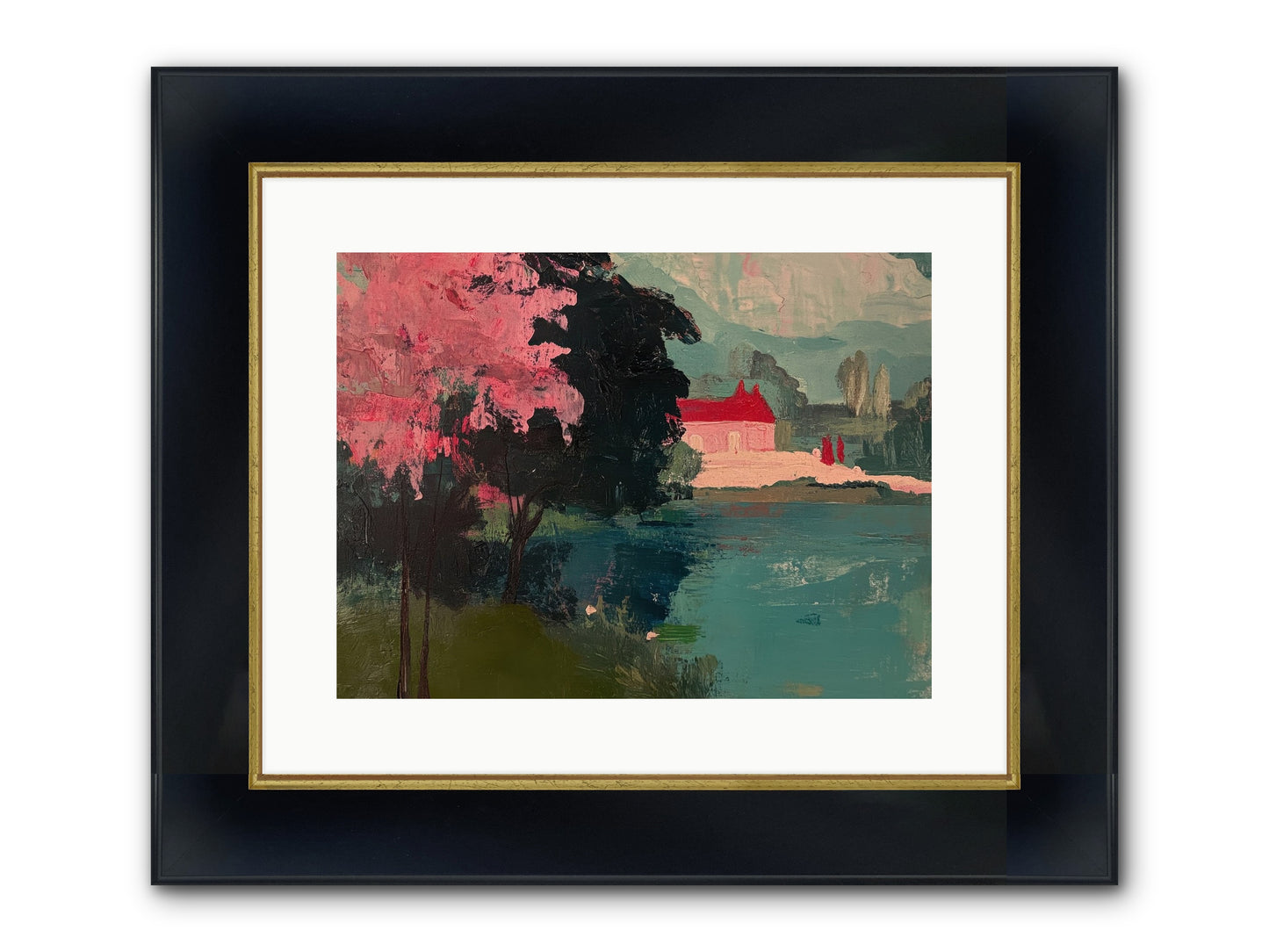 Heather Fields Framed Print - Wide Black w/Gold 16x12