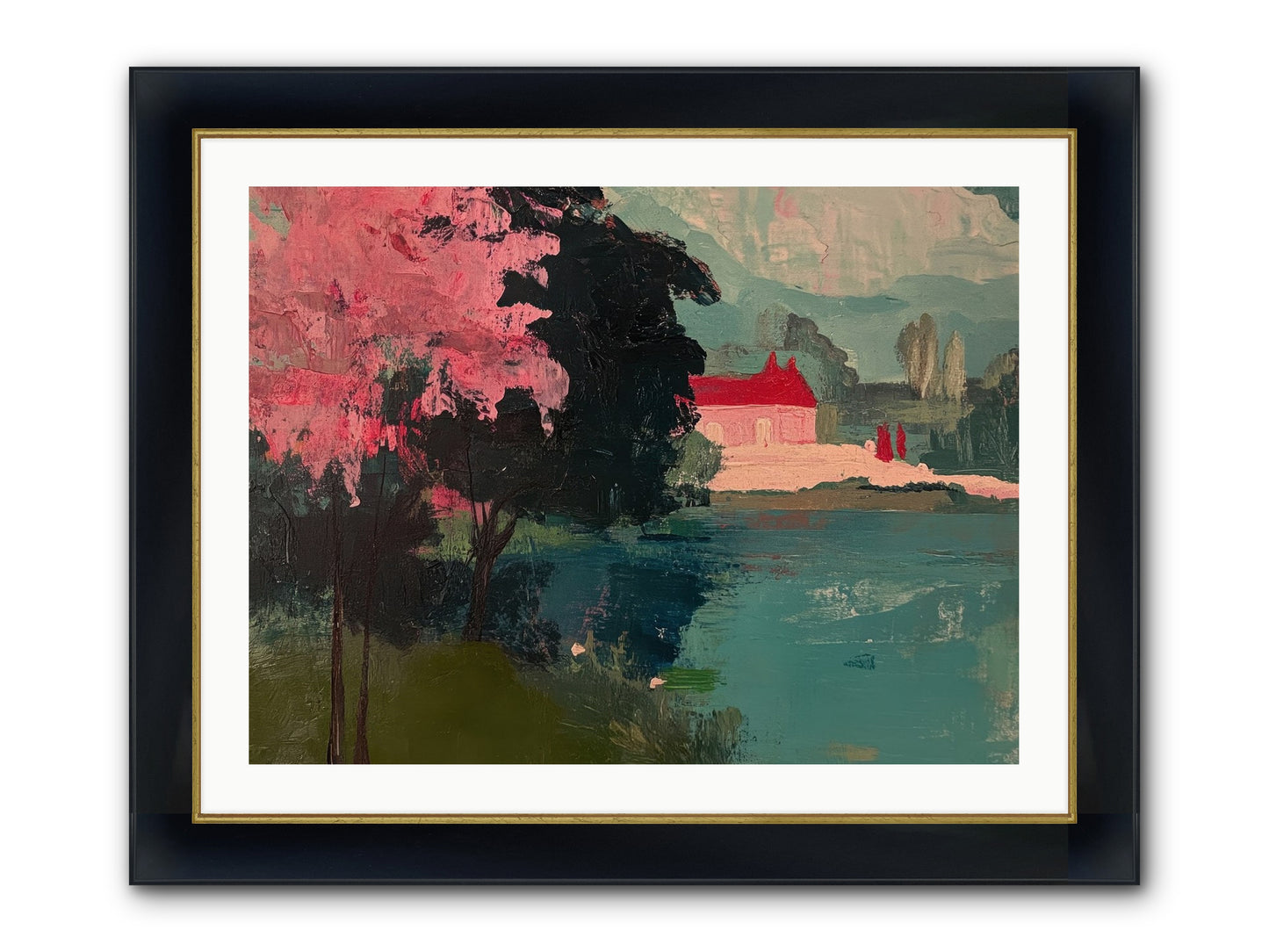Heather Fields Framed Print - Wide Black w/Gold 32x24
