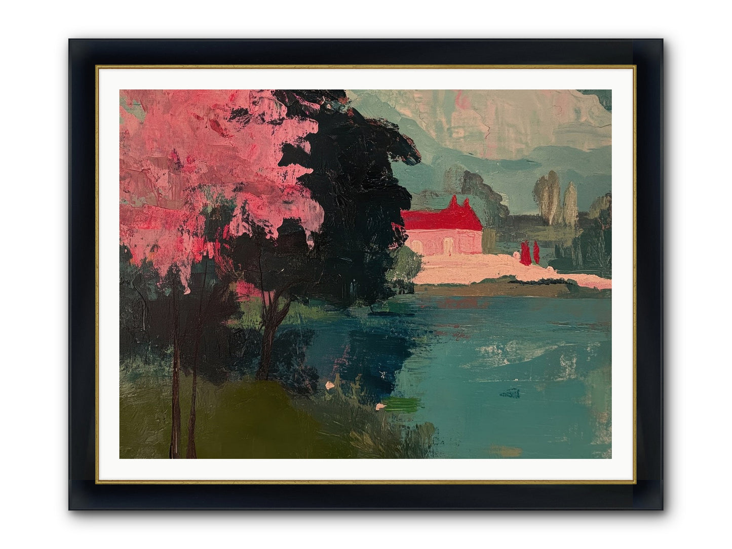 Heather Fields Framed Print - Wide Black w/Gold 48x36
