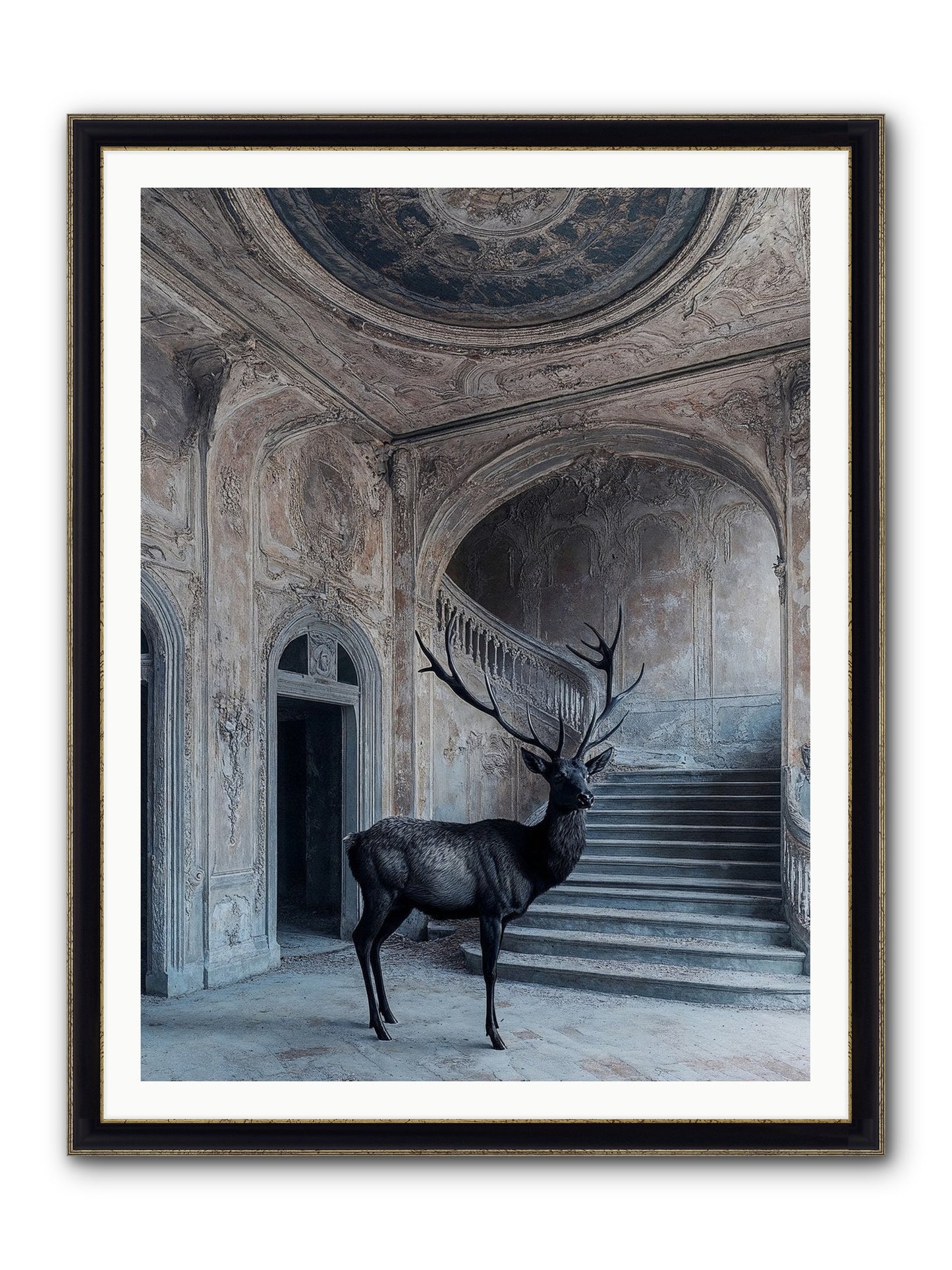 Heather Highlands Framed Print - Black & Gold 36x48