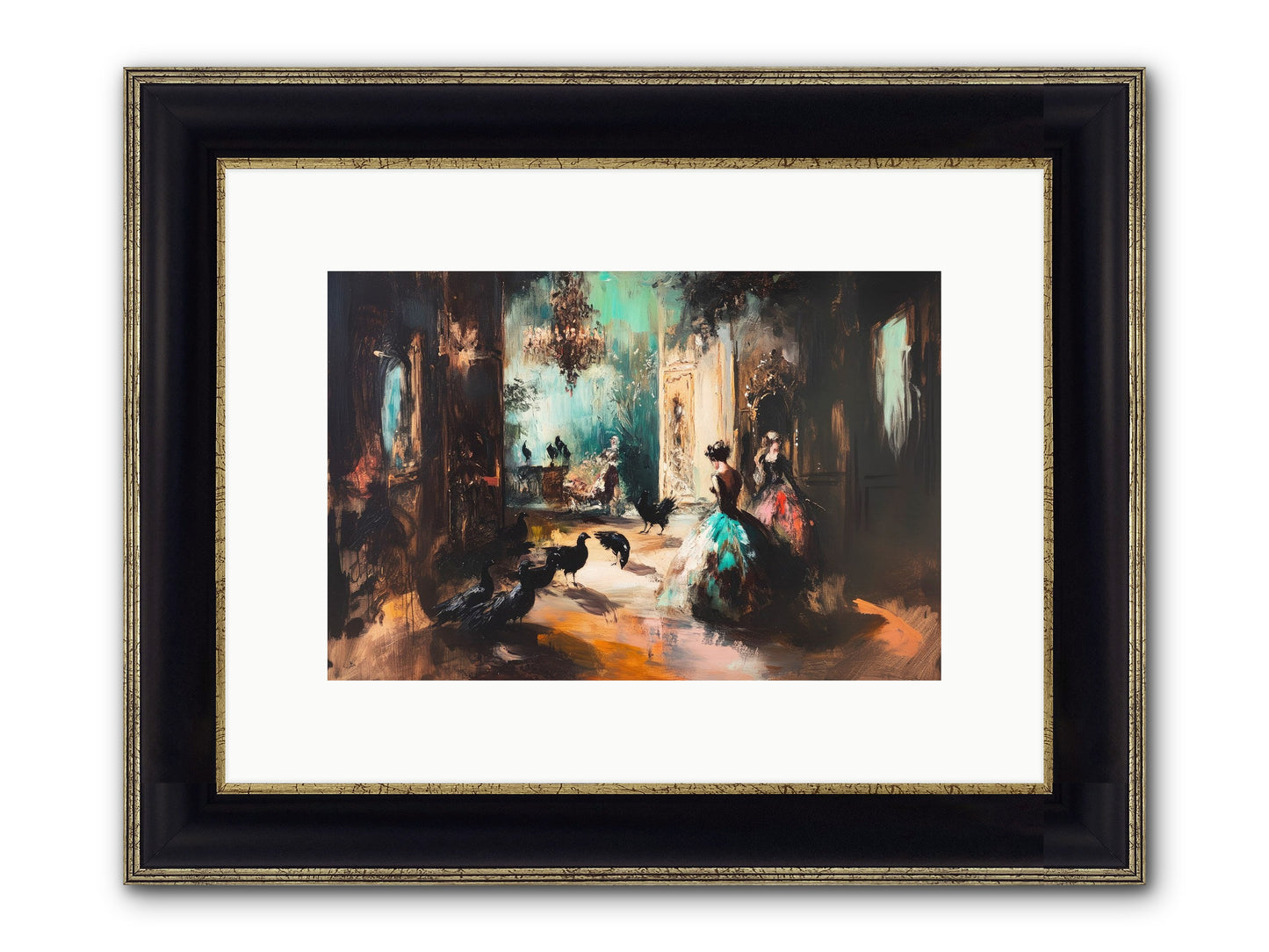 Heaven's Wild Court Framed Print - Black & Gold 12x8