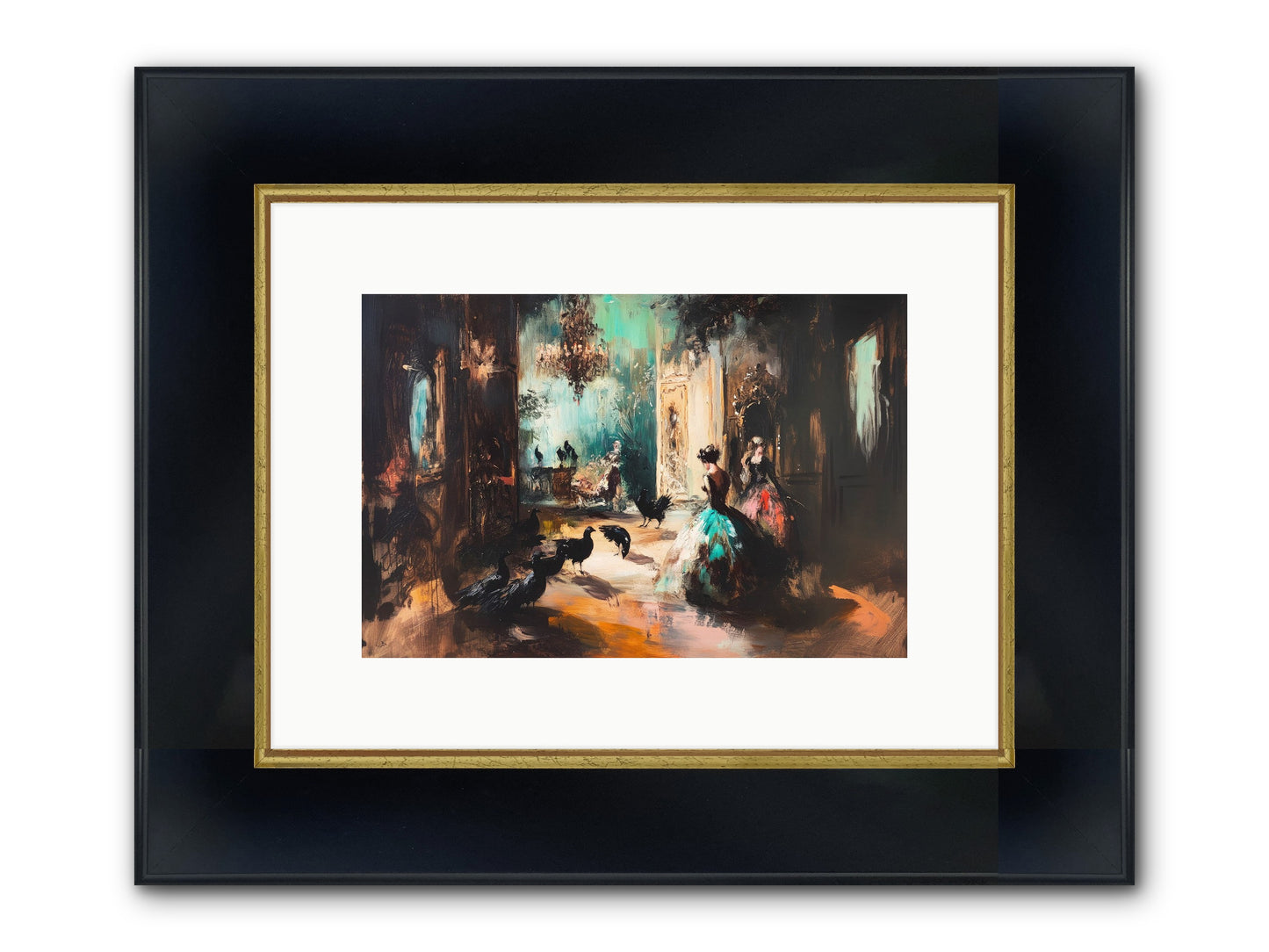 Heaven's Wild Court Framed Print - Wide Black w/Gold 12x8