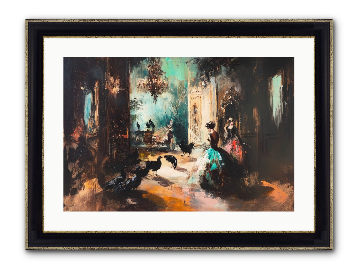 Heaven's Wild Court Framed Print - Black & Gold 24x16