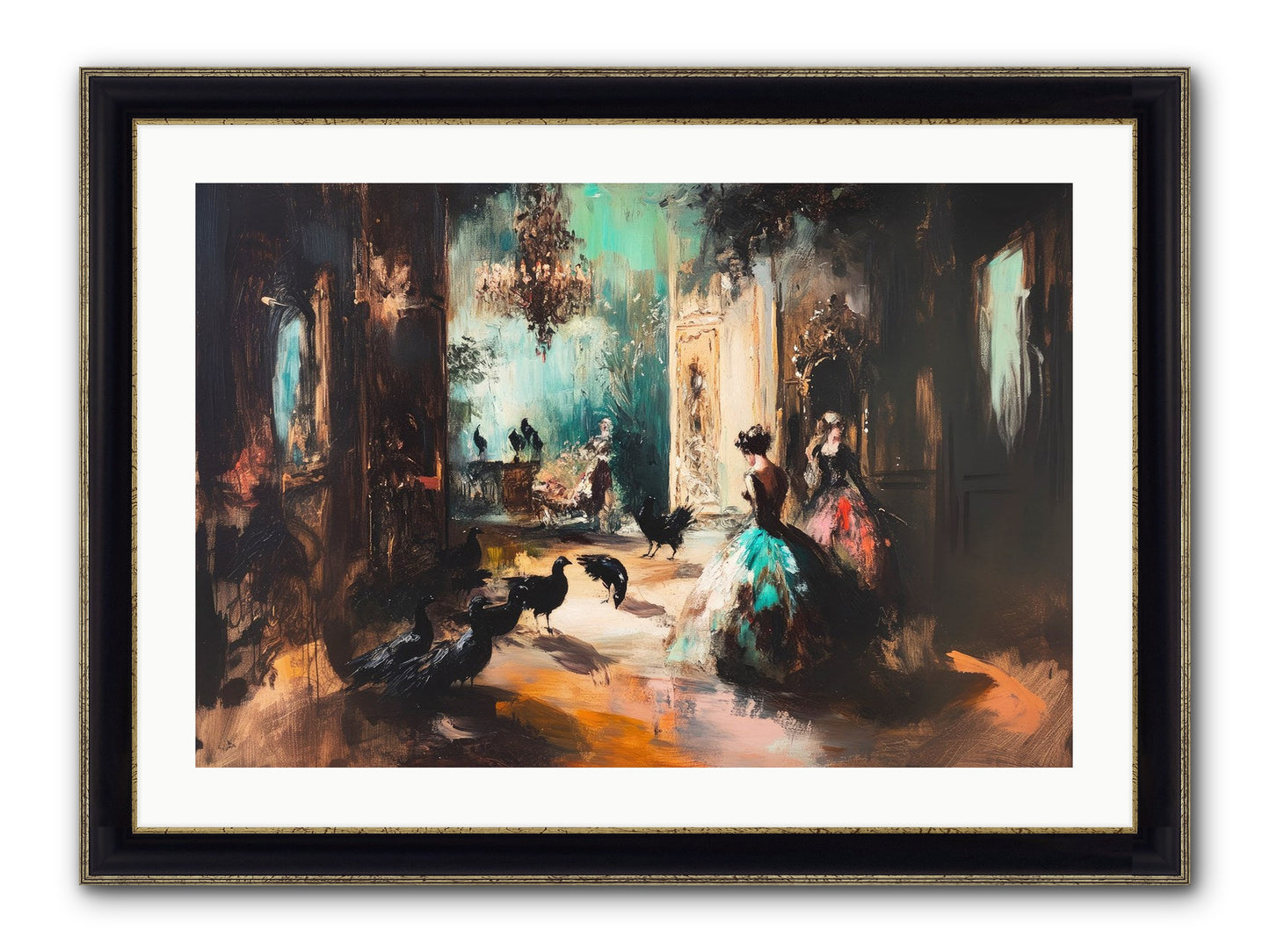 Heaven's Wild Court Framed Print - Black & Gold 30x20