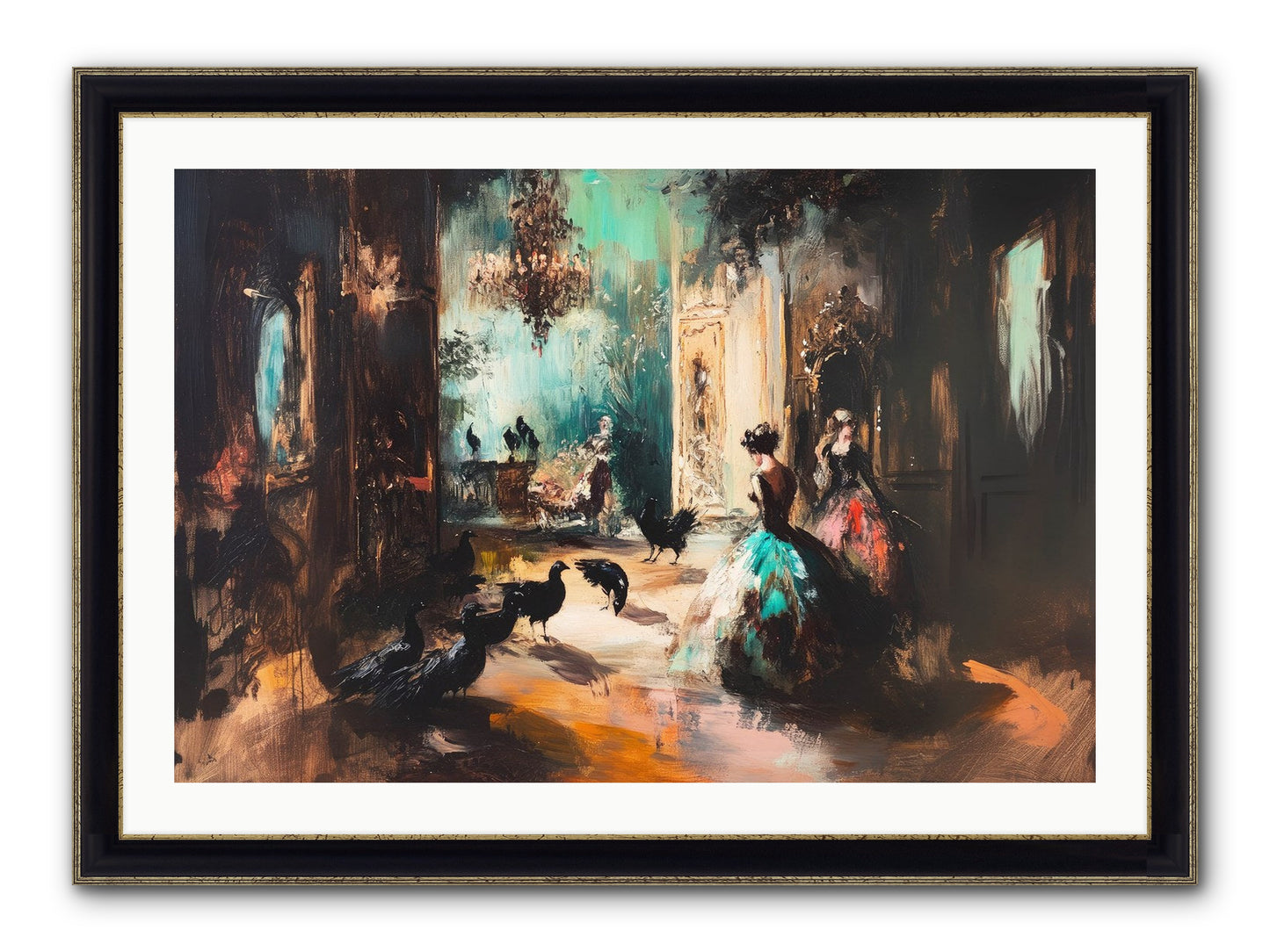 Heaven's Wild Court Framed Print - Black & Gold 36x24
