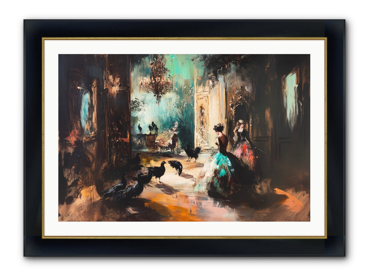 Heaven's Wild Court Framed Print - Wide Black w/Gold 36x24