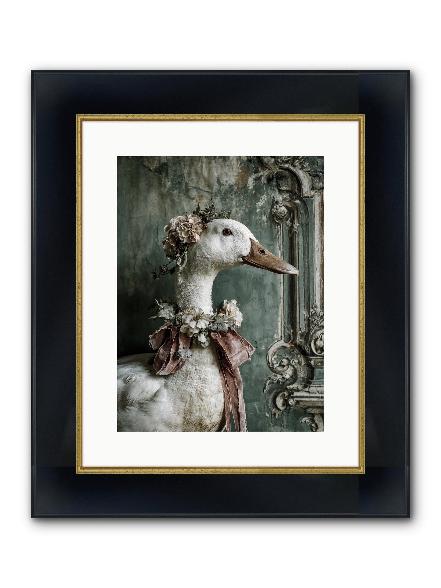 Hedda Framed Print - Wide Black w/Gold 12x16