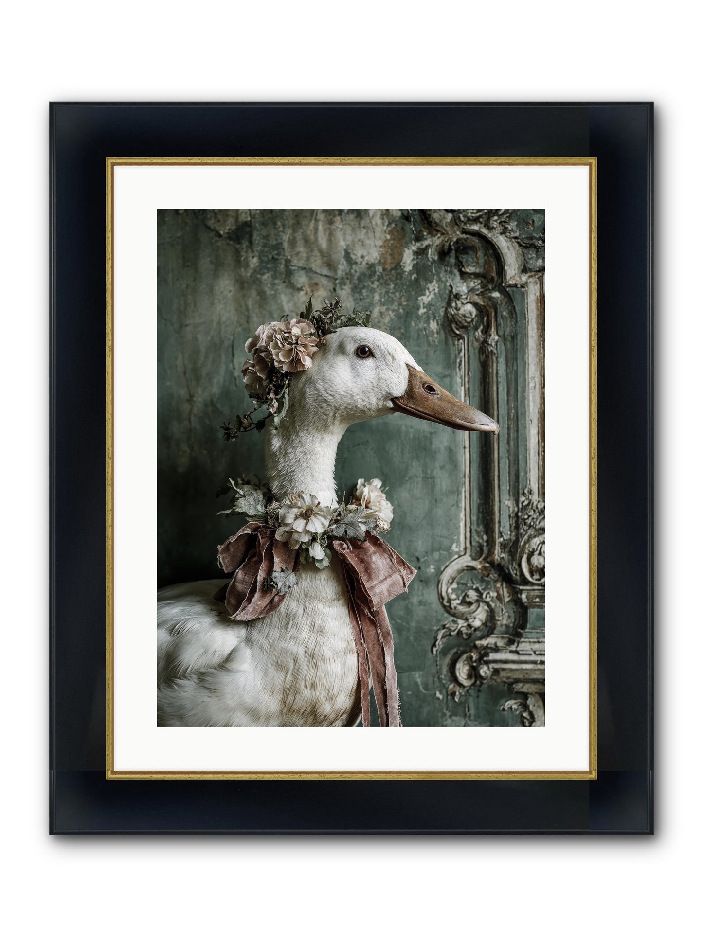 Hedda Framed Print - Wide Black w/Gold 18x24