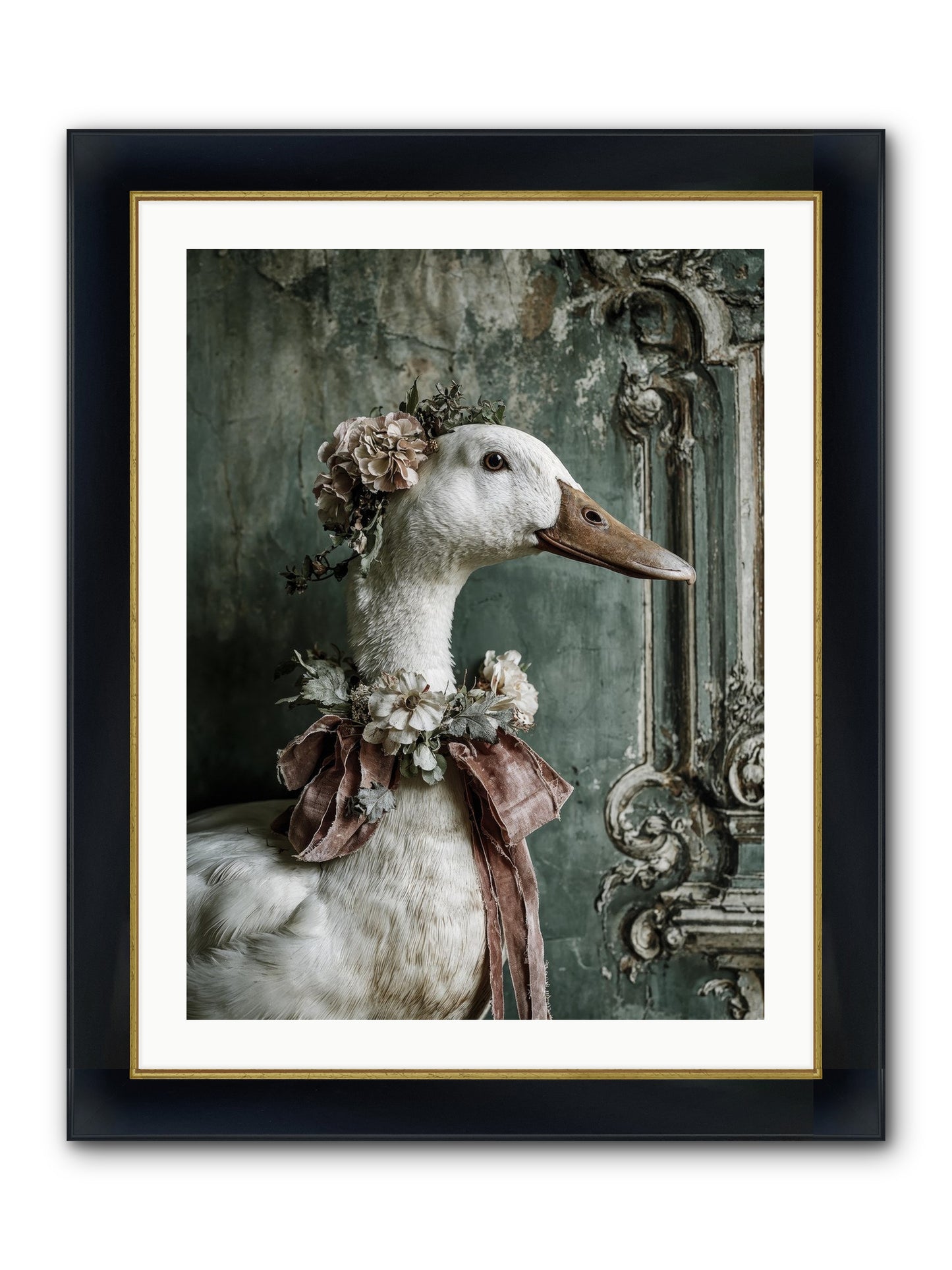 Hedda Framed Print - Wide Black w/Gold 24x32