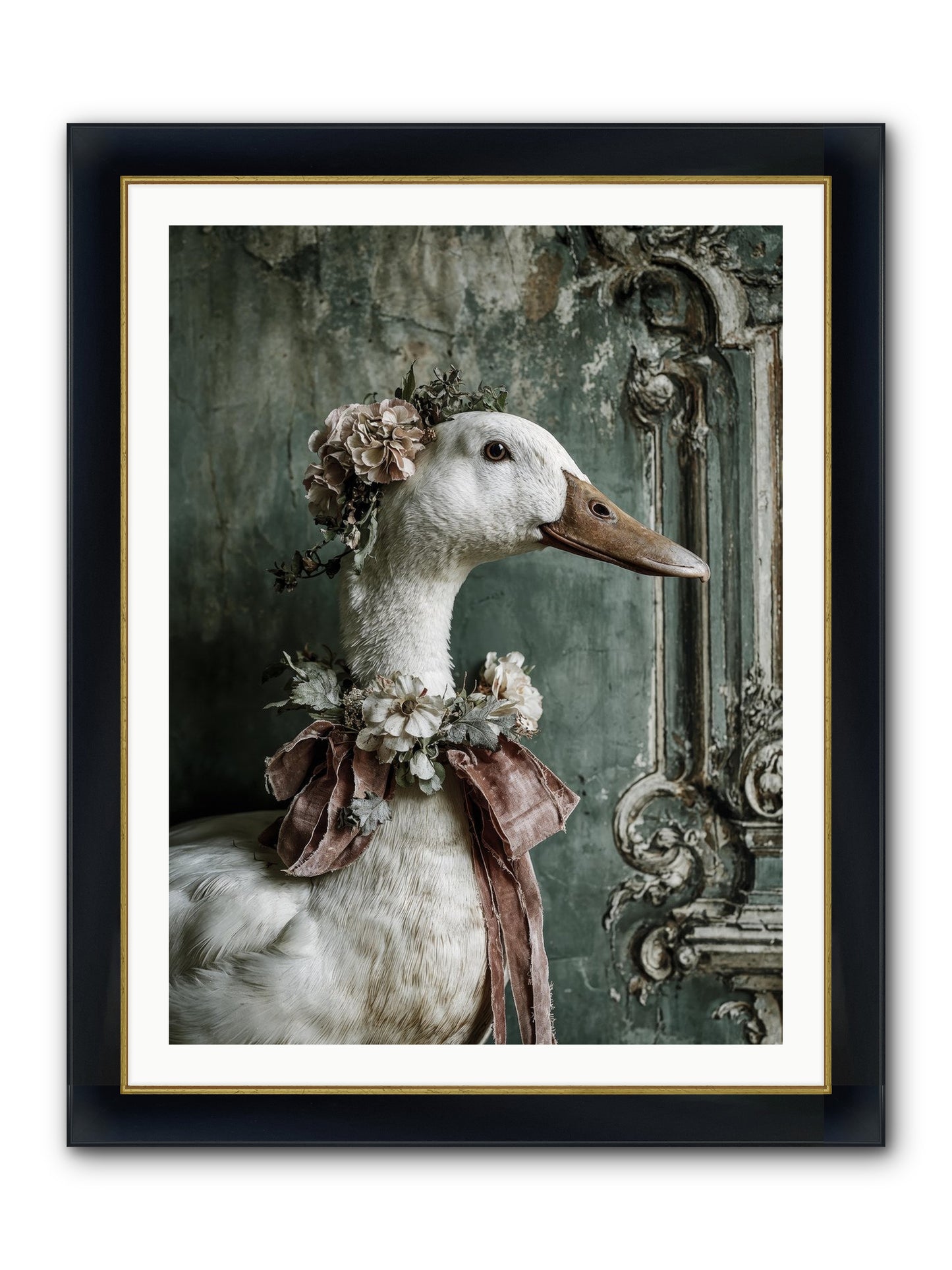 Hedda Framed Print - Wide Black w/Gold 30x40