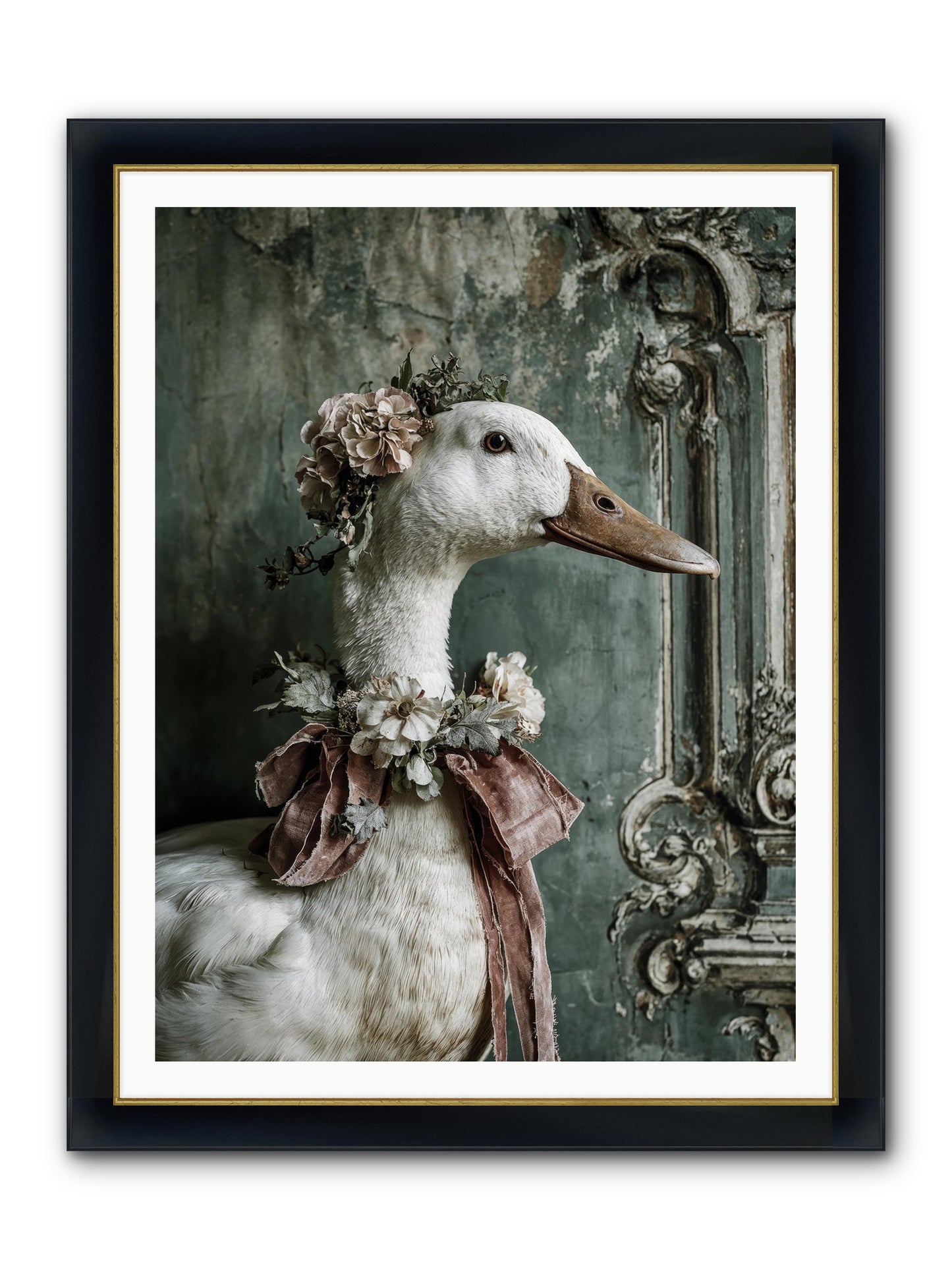 Hedda Framed Print - Wide Black w/Gold 36x48