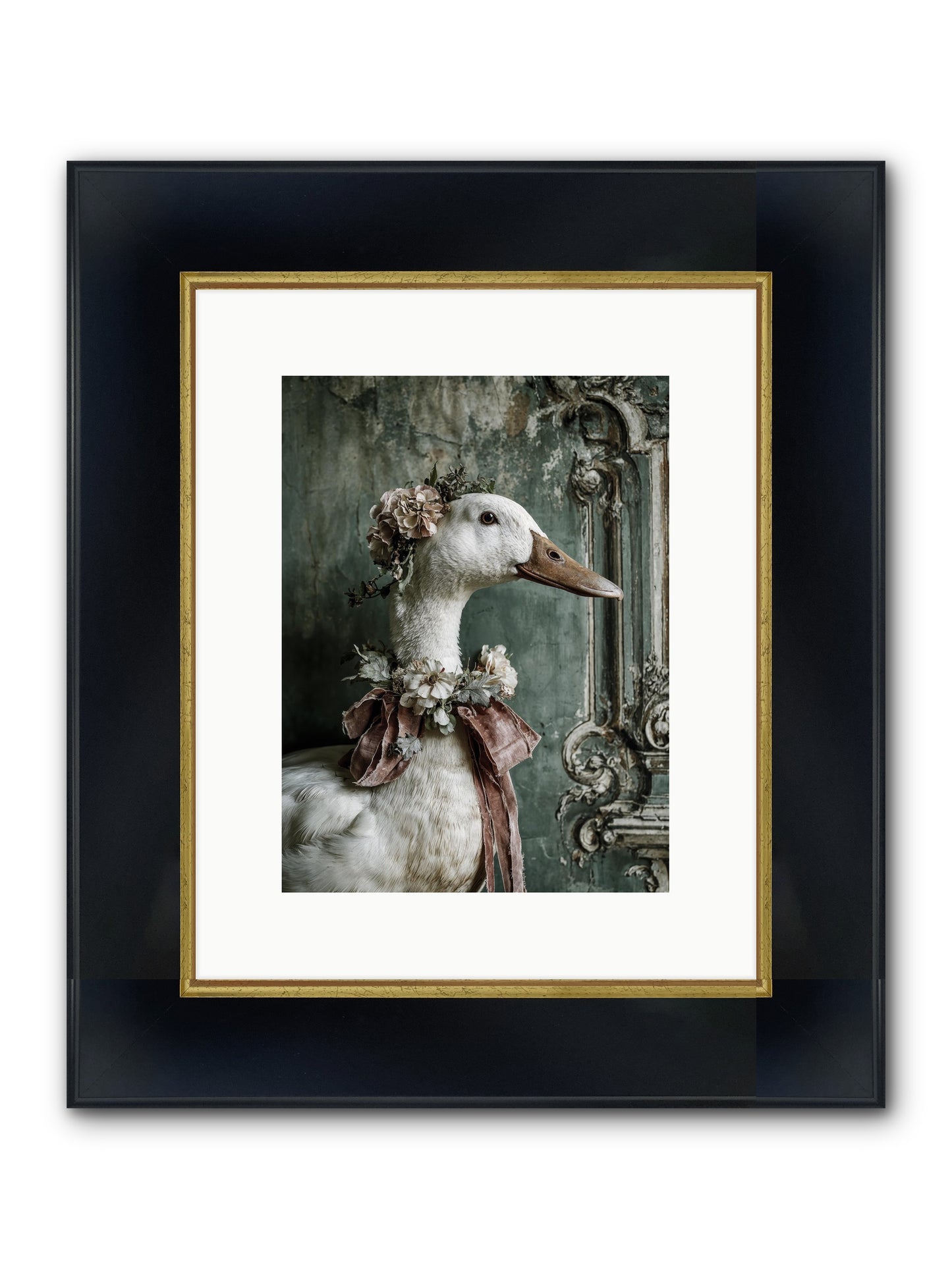 Hedda Framed Print - Wide Black w/Gold 9x12