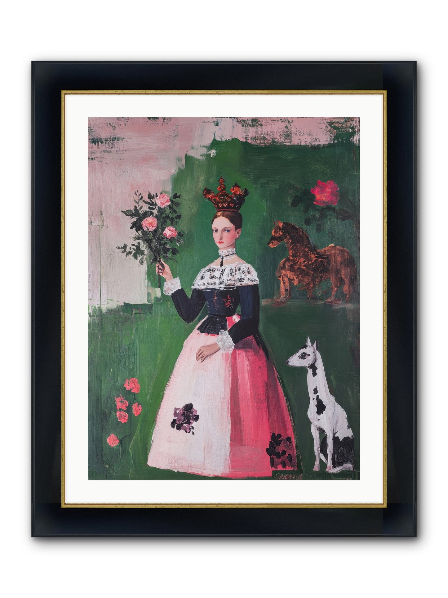 Hedge Maze Dreamer Framed Print - Wide Black w/Gold 24x32