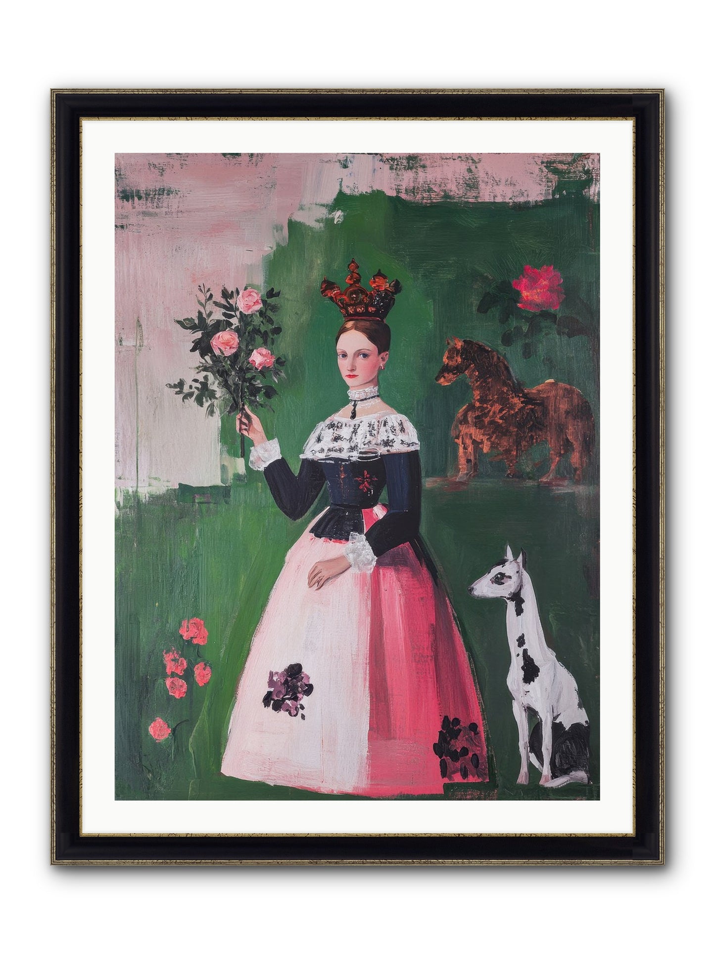 Hedge Maze Dreamer Framed Print - Black & Gold 30x40