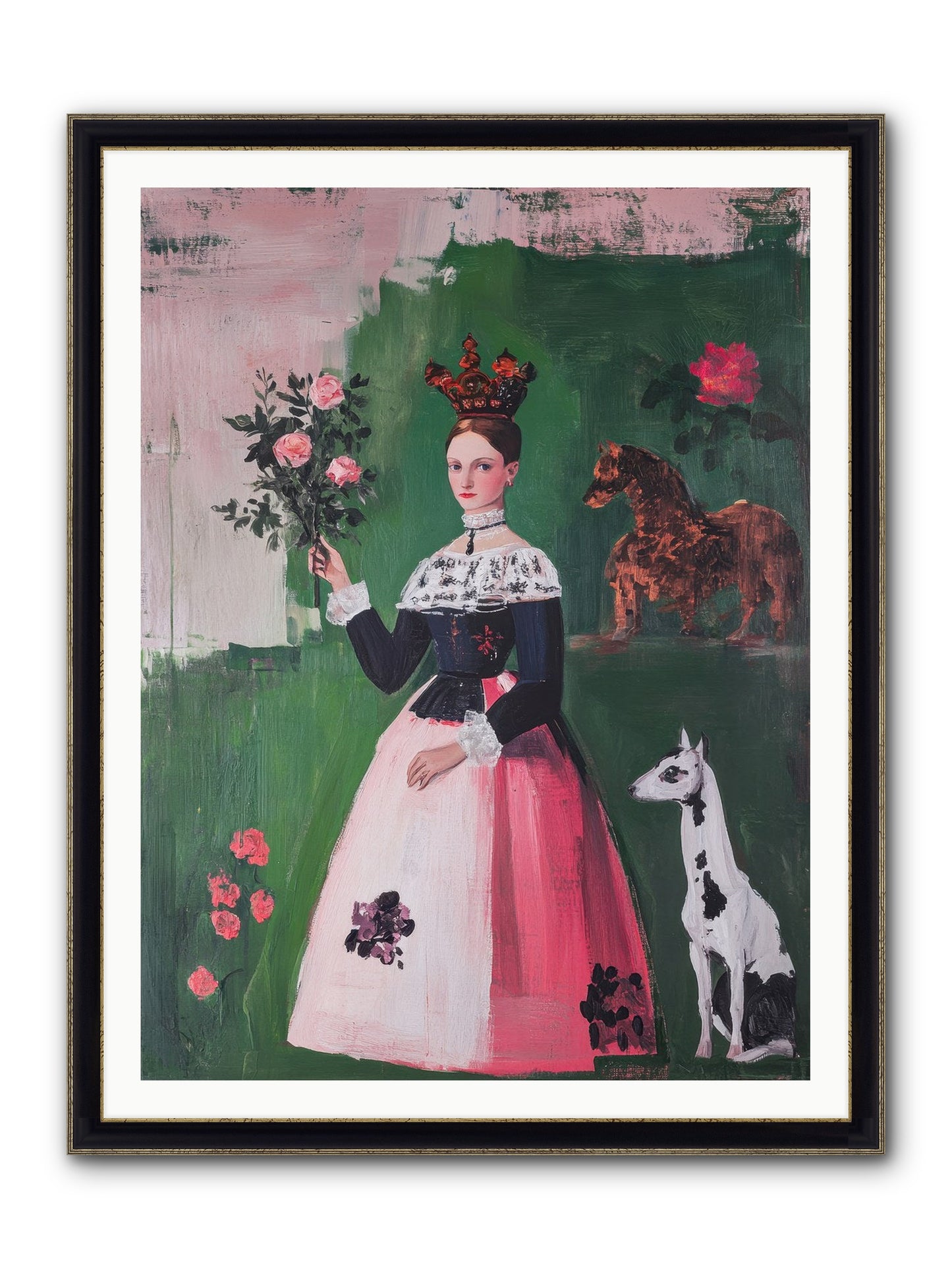 Hedge Maze Dreamer Framed Print - Black & Gold 36x48