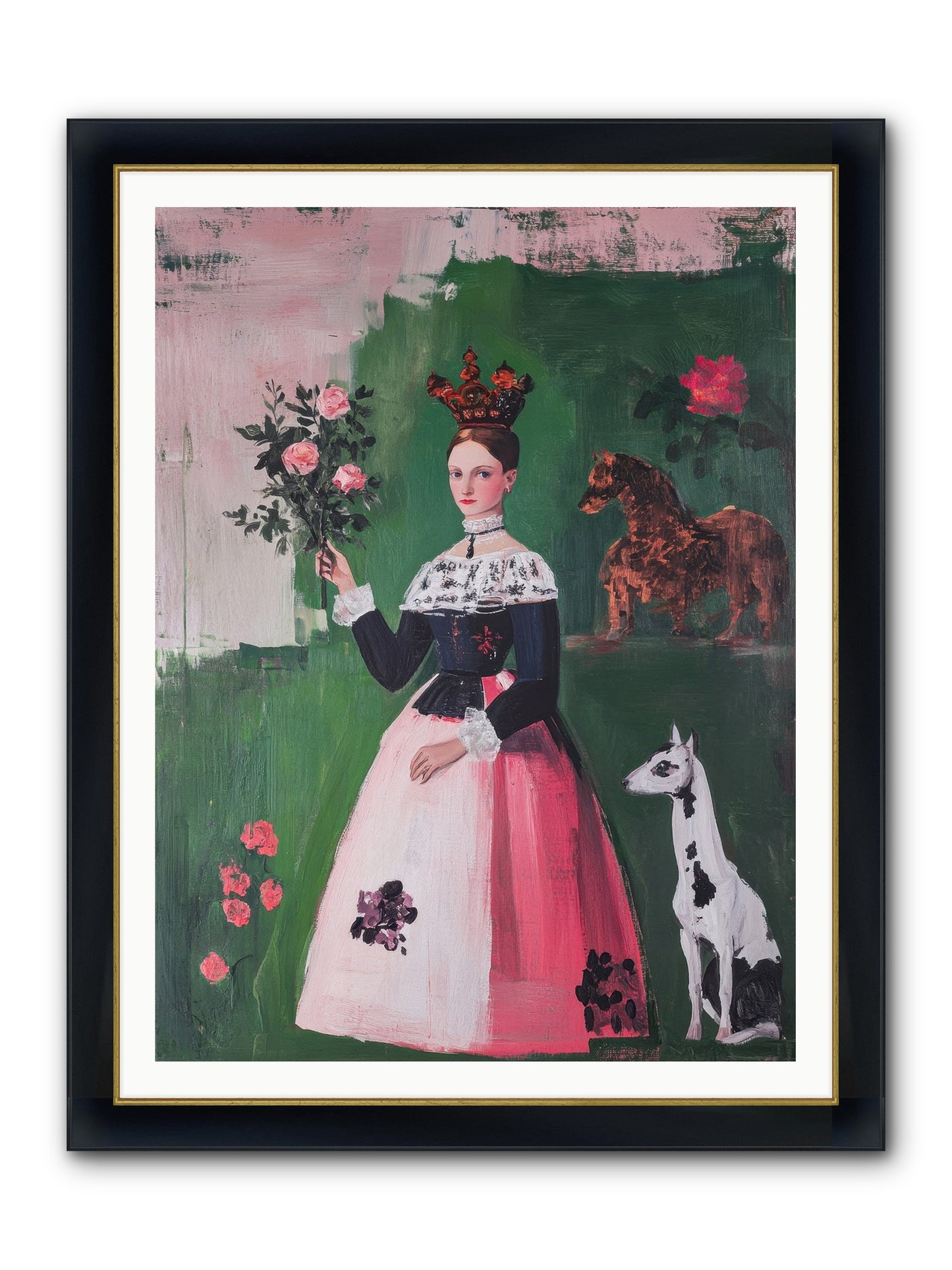 Hedge Maze Dreamer Framed Print - Wide Black w/Gold 36x48