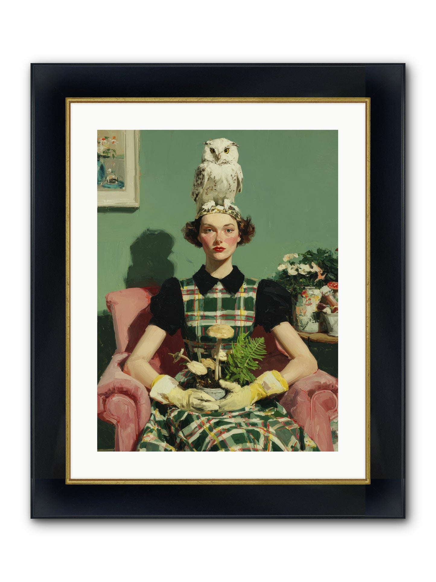 Her Afternoon Devotions Framed Print - Wide Black w/Gold 18x24