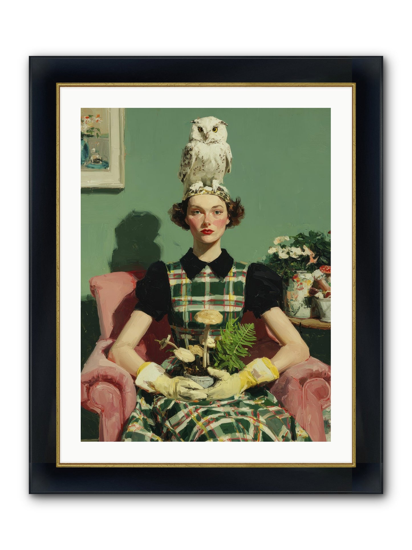 Her Afternoon Devotions Framed Print - Wide Black w/Gold 24x32