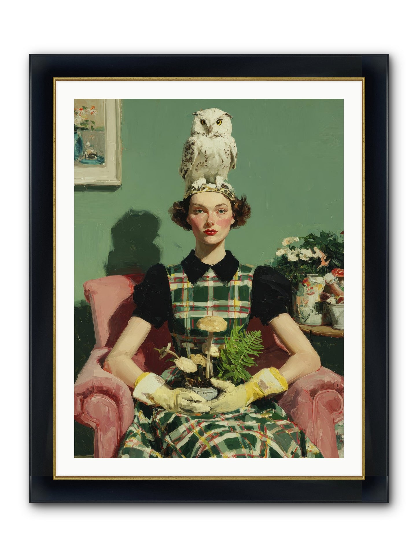 Her Afternoon Devotions Framed Print - Wide Black w/Gold 30x40