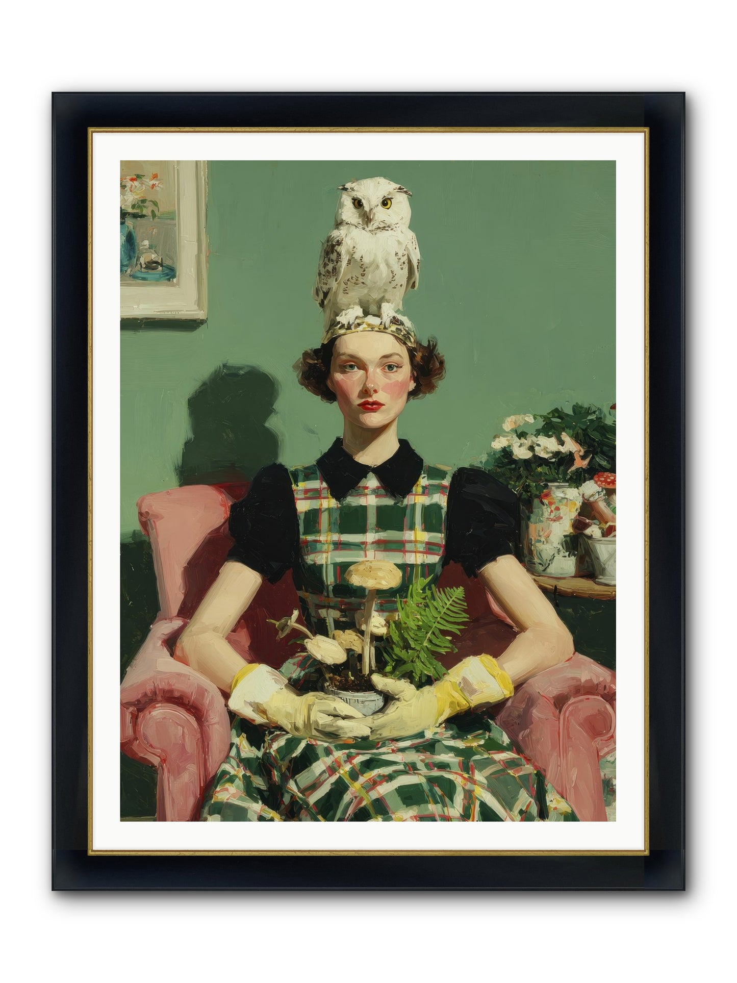 Her Afternoon Devotions Framed Print - Wide Black w/Gold 36x48