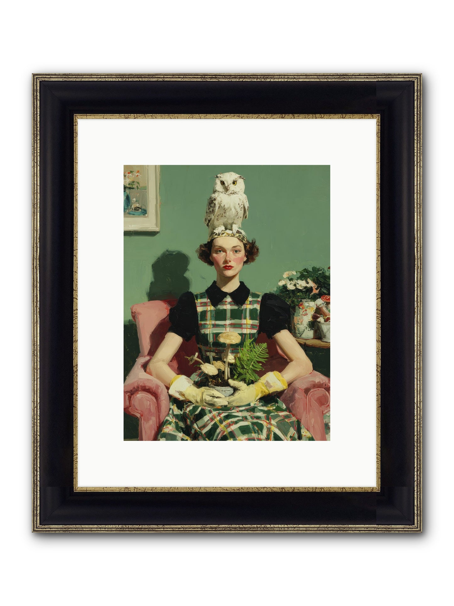 Her Afternoon Devotions Framed Print - Black & Gold 9x12