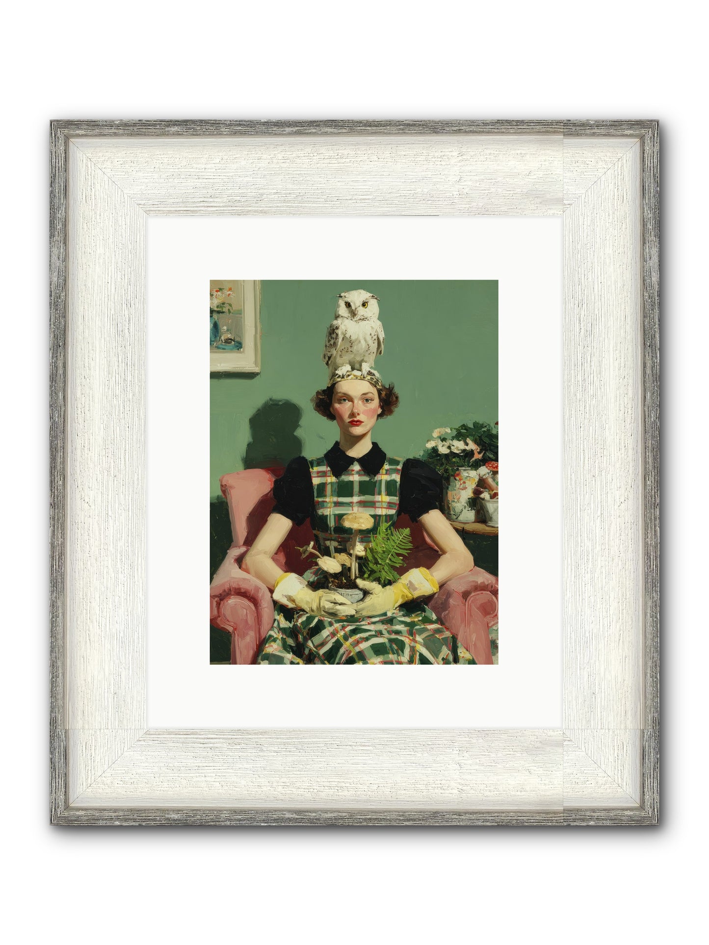 Her Afternoon Devotions Framed Print - Driftwood White 9x12