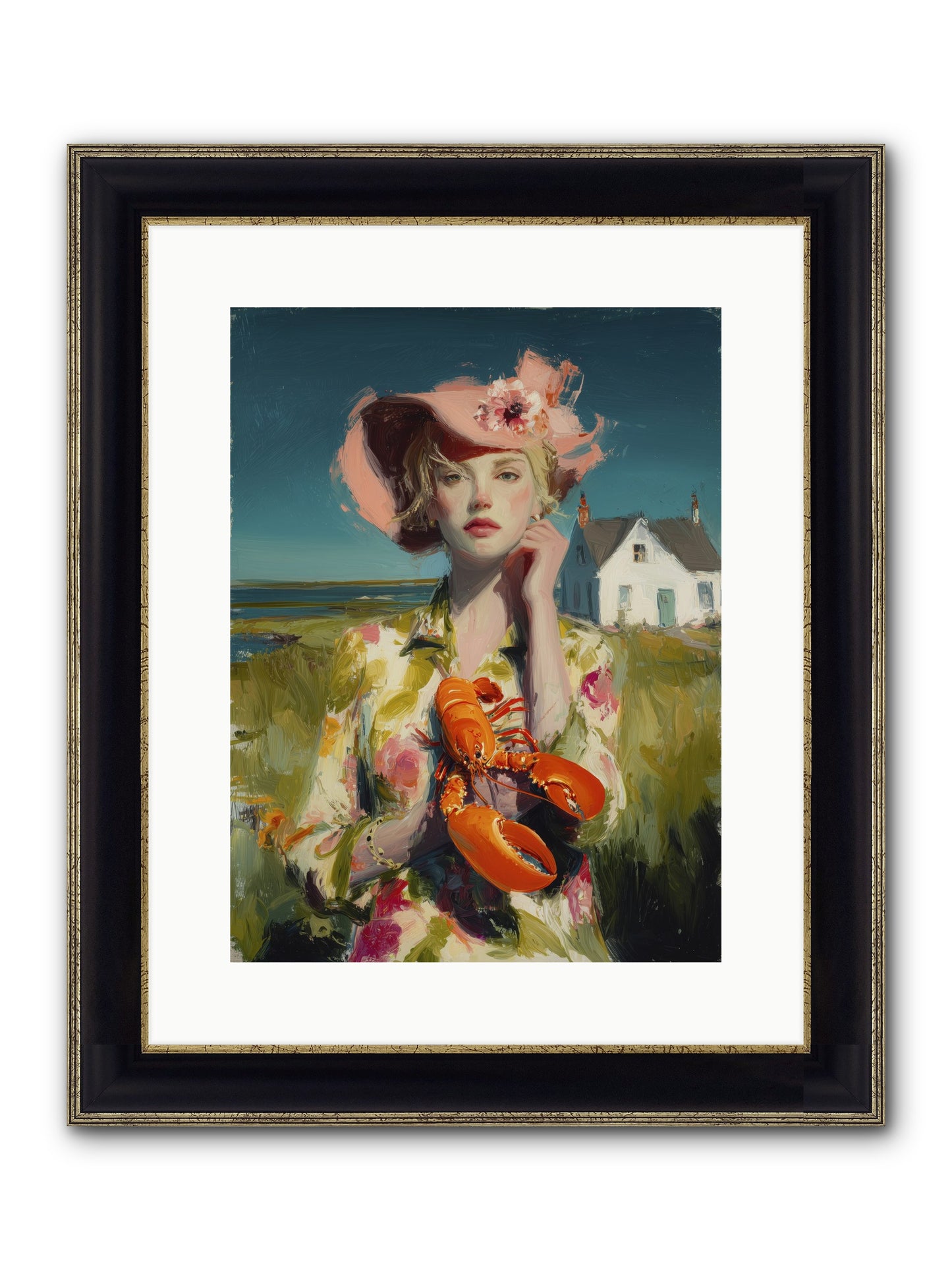 Her Coastal Heart Framed Print - Black & Gold 12x16