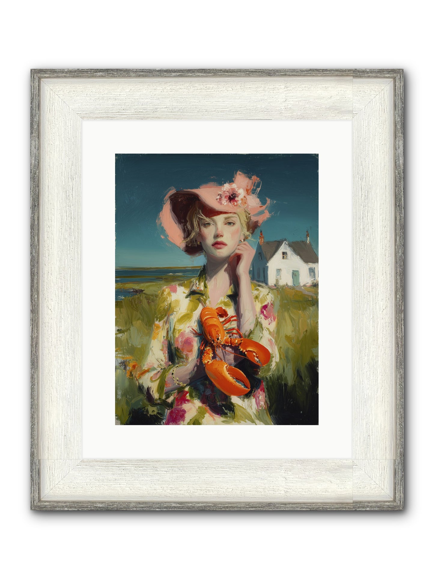 Her Coastal Heart Framed Print - Driftwood White 12x16
