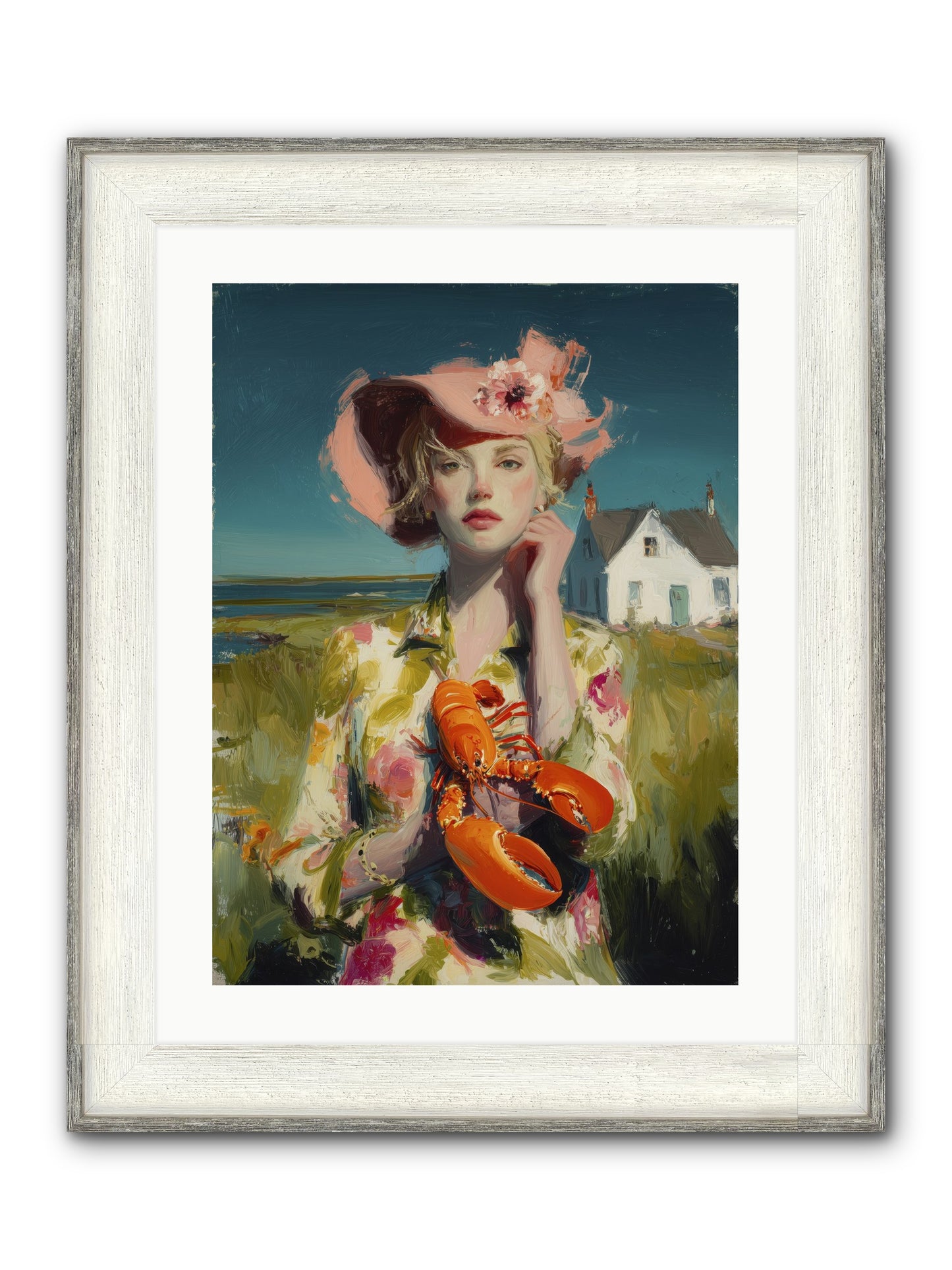 Her Coastal Heart Framed Print - Driftwood White 18x24