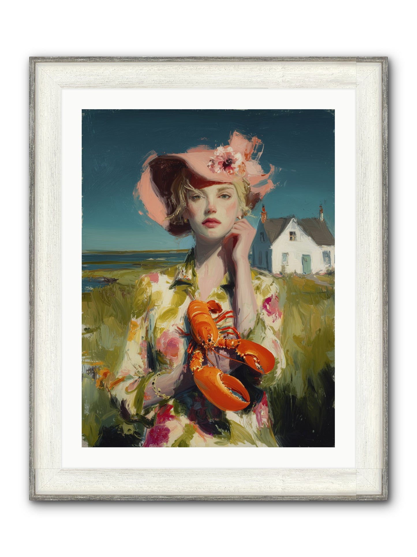Her Coastal Heart Framed Print - Driftwood White 24x32