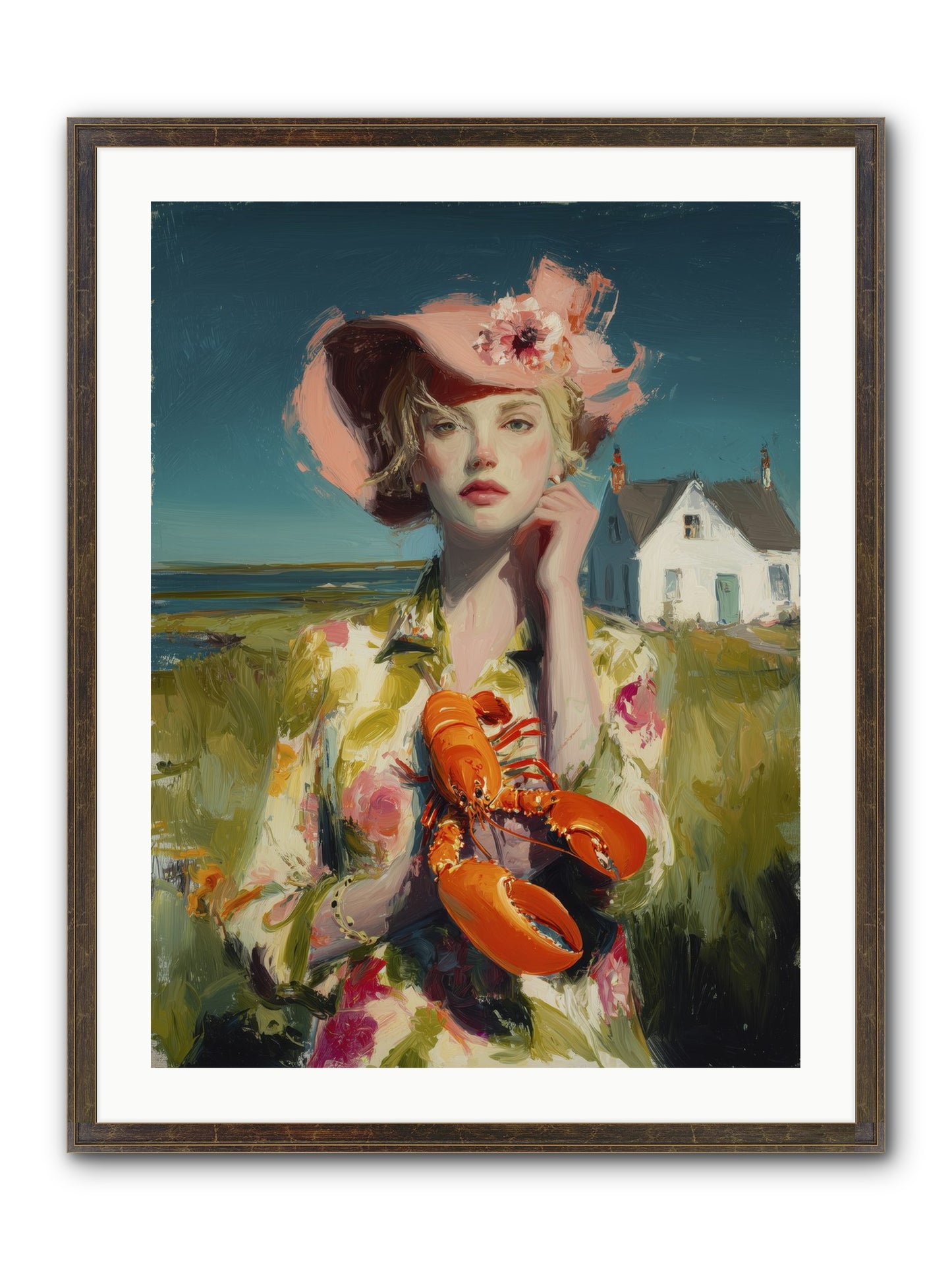 Her Coastal Heart Framed Print - Slimwoods Black/Gold 24x32