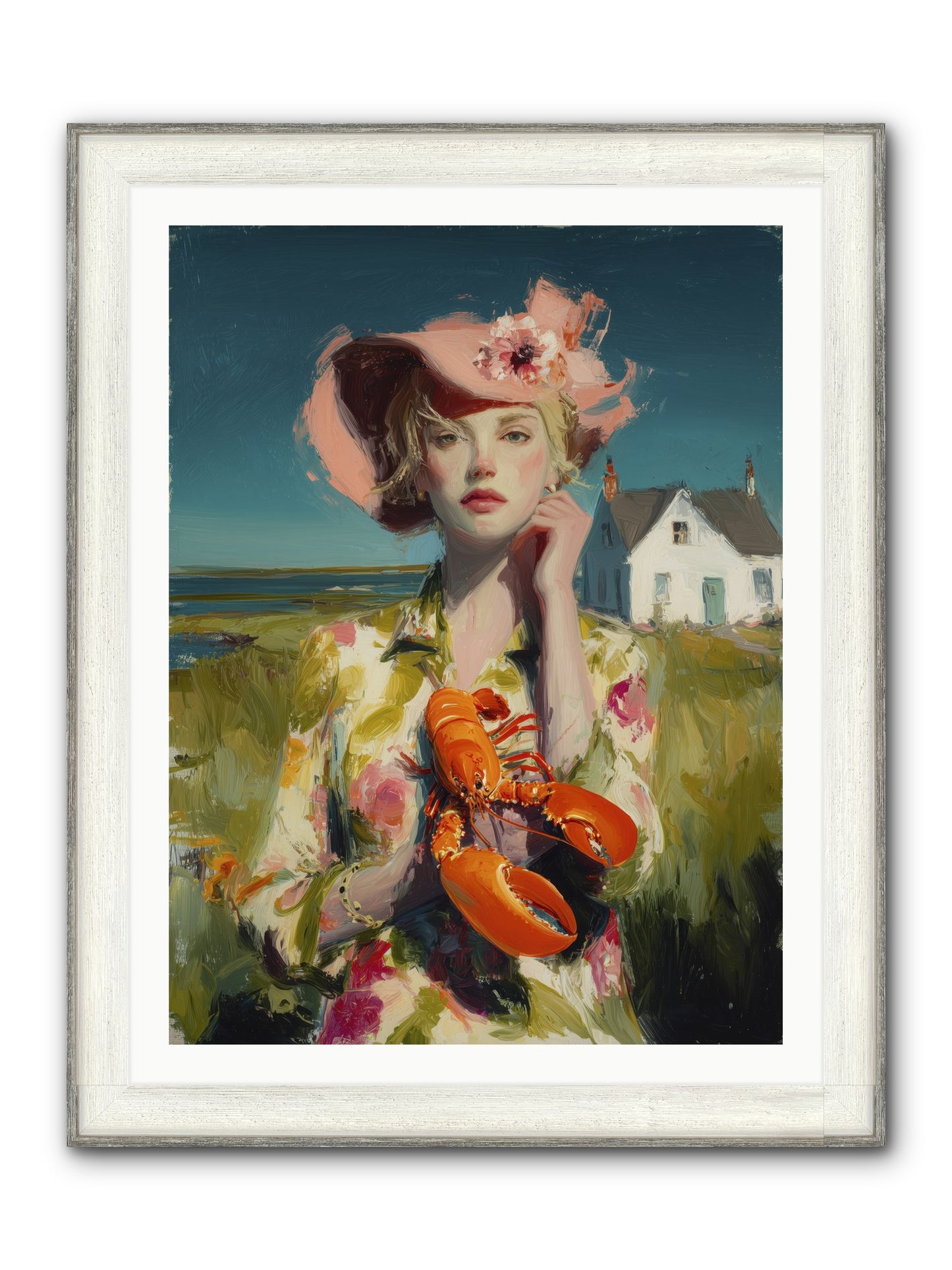 Her Coastal Heart Framed Print - Driftwood White 30x40