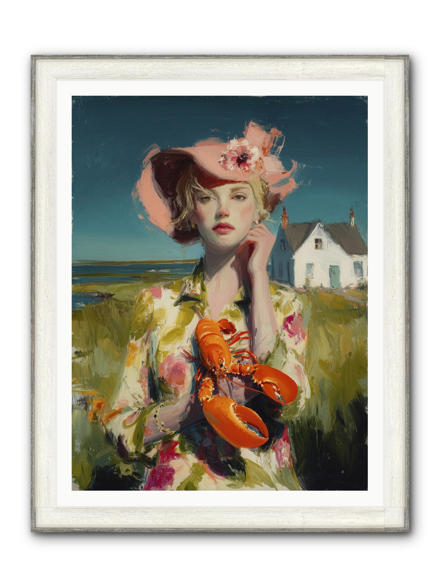 Her Coastal Heart Framed Print - Driftwood White 36x48